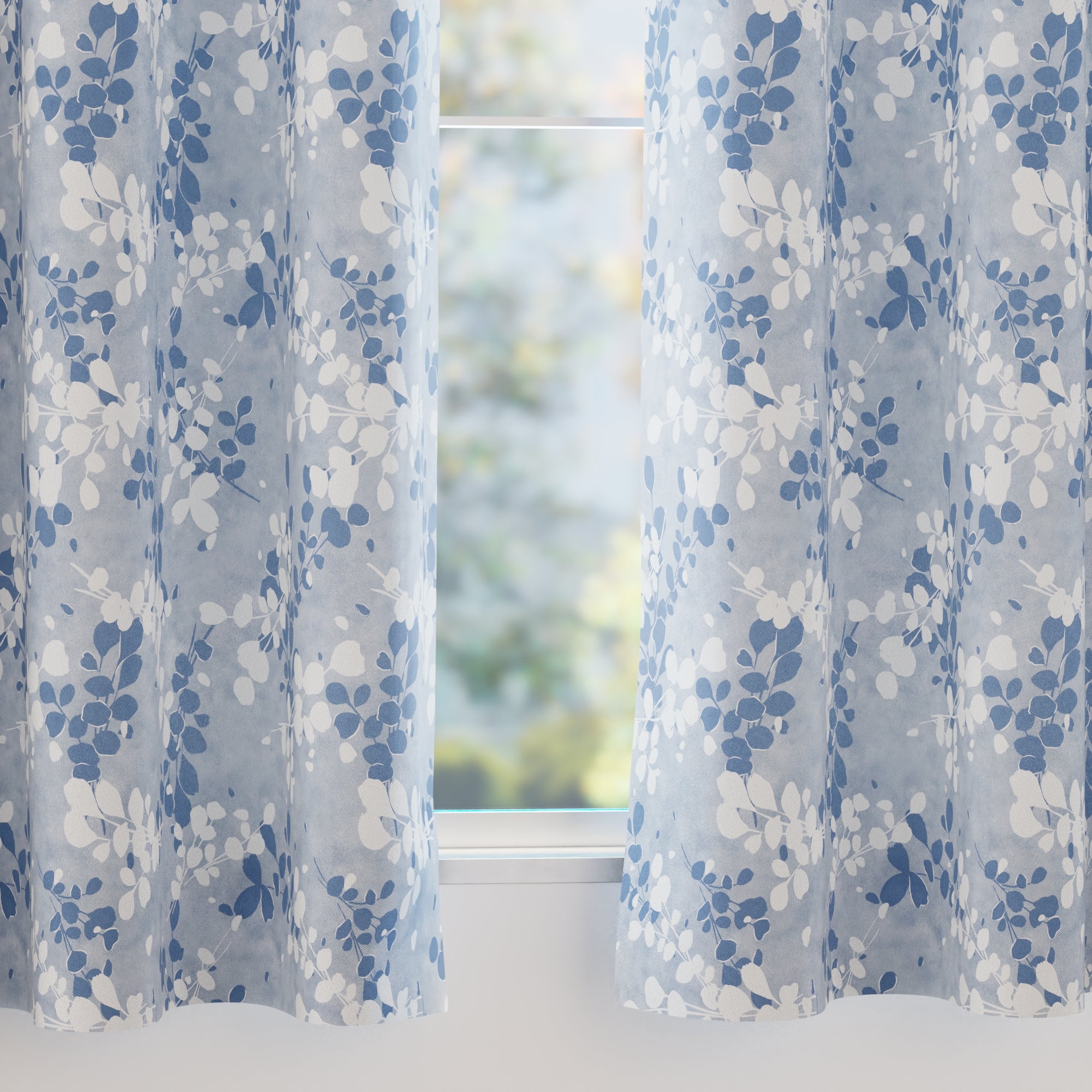 Blackout Polyester L2 Blue Curtain (Pack of 2)