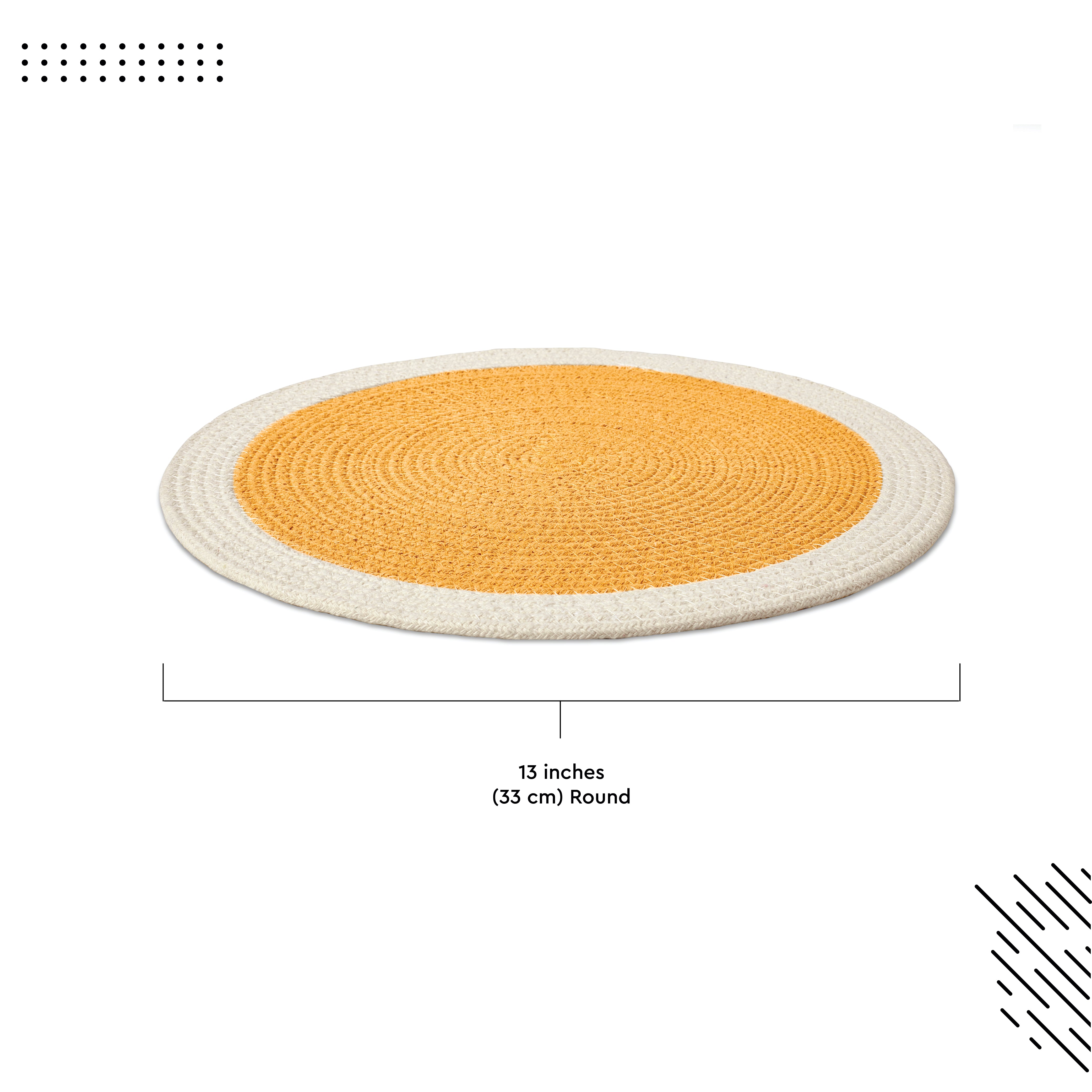 Cotton Yellow & Off White Placemat (Pack of 6)