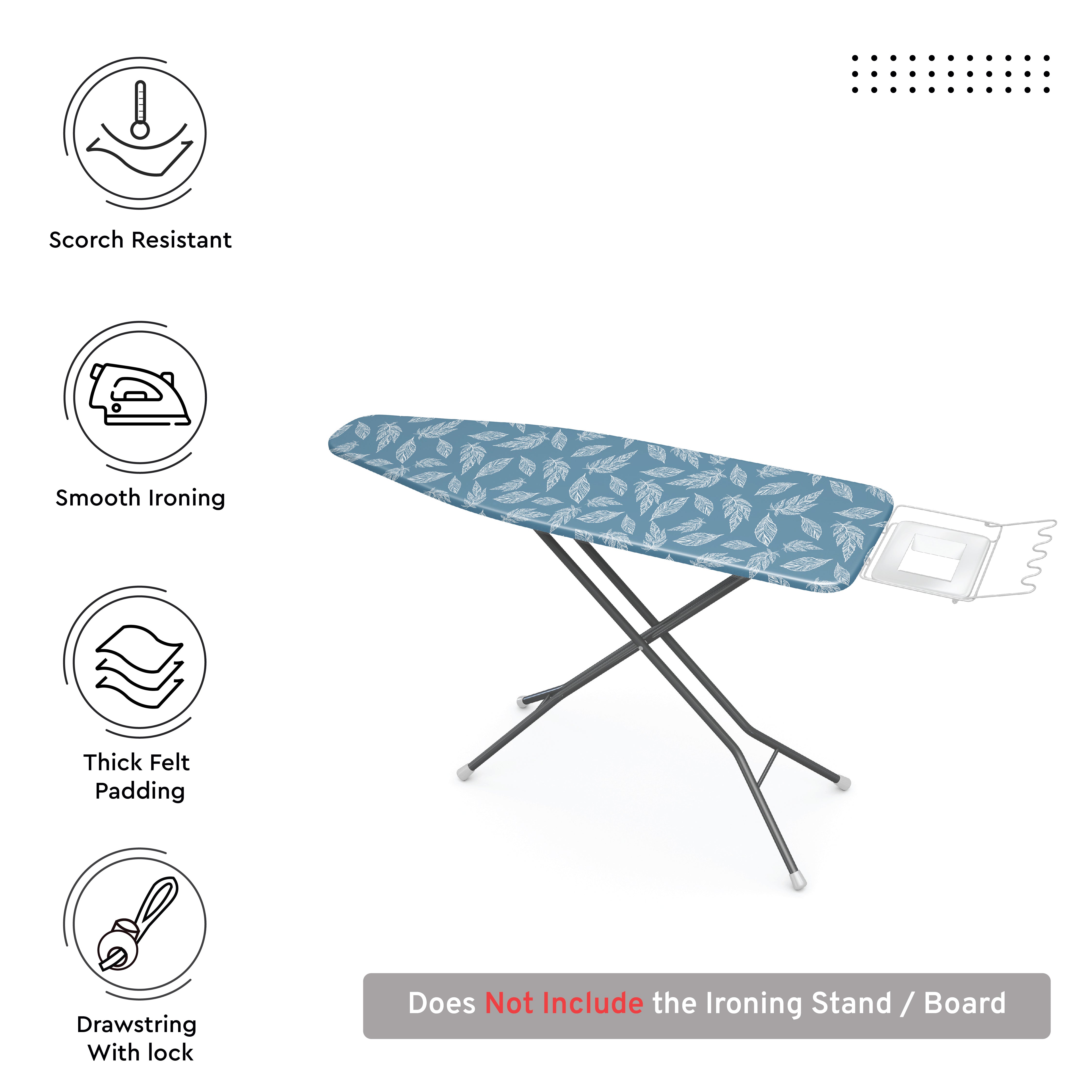 Big Leaves Blue Ironing Board Cover
