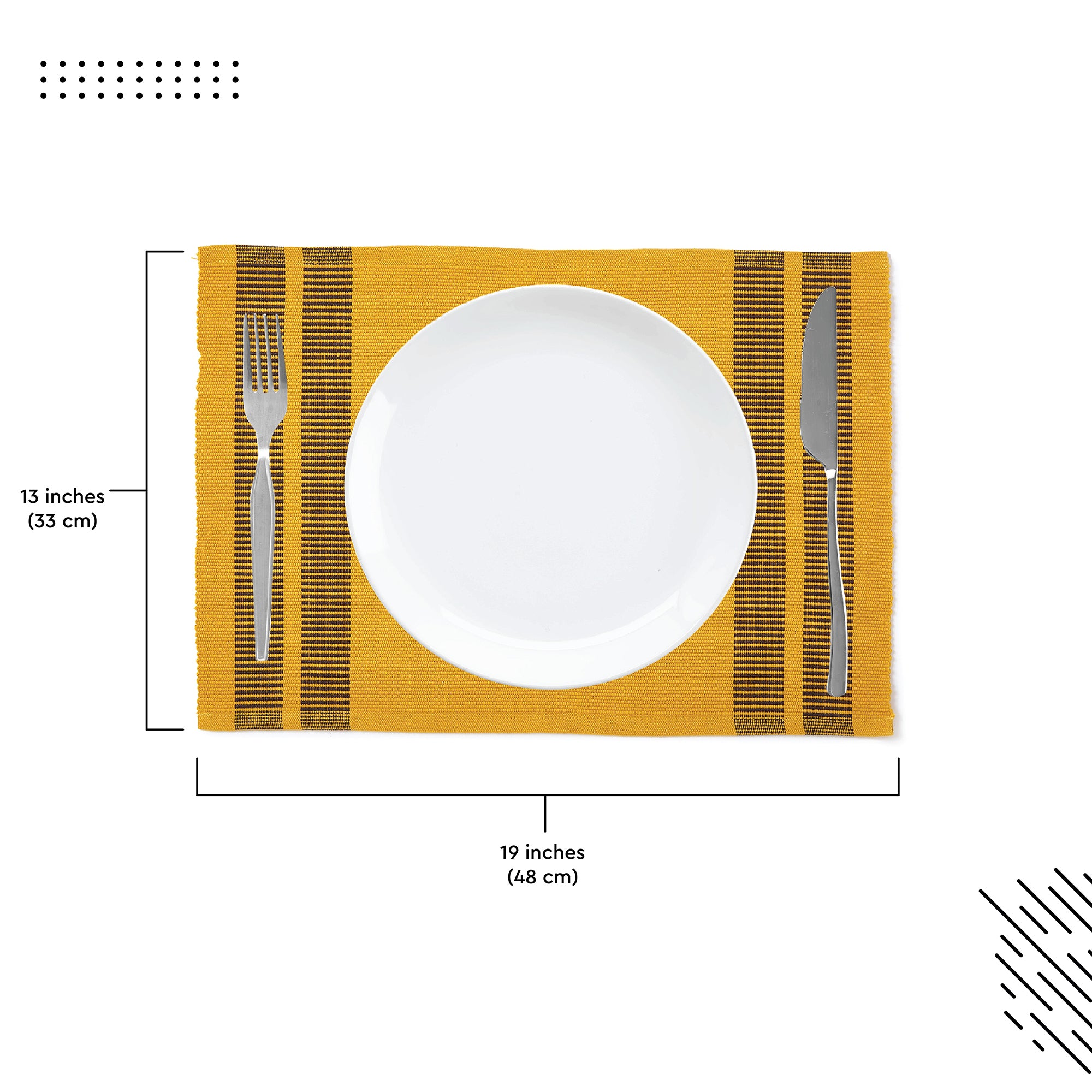 Cotton Ladder Yellow Placemat (Pack of 6)