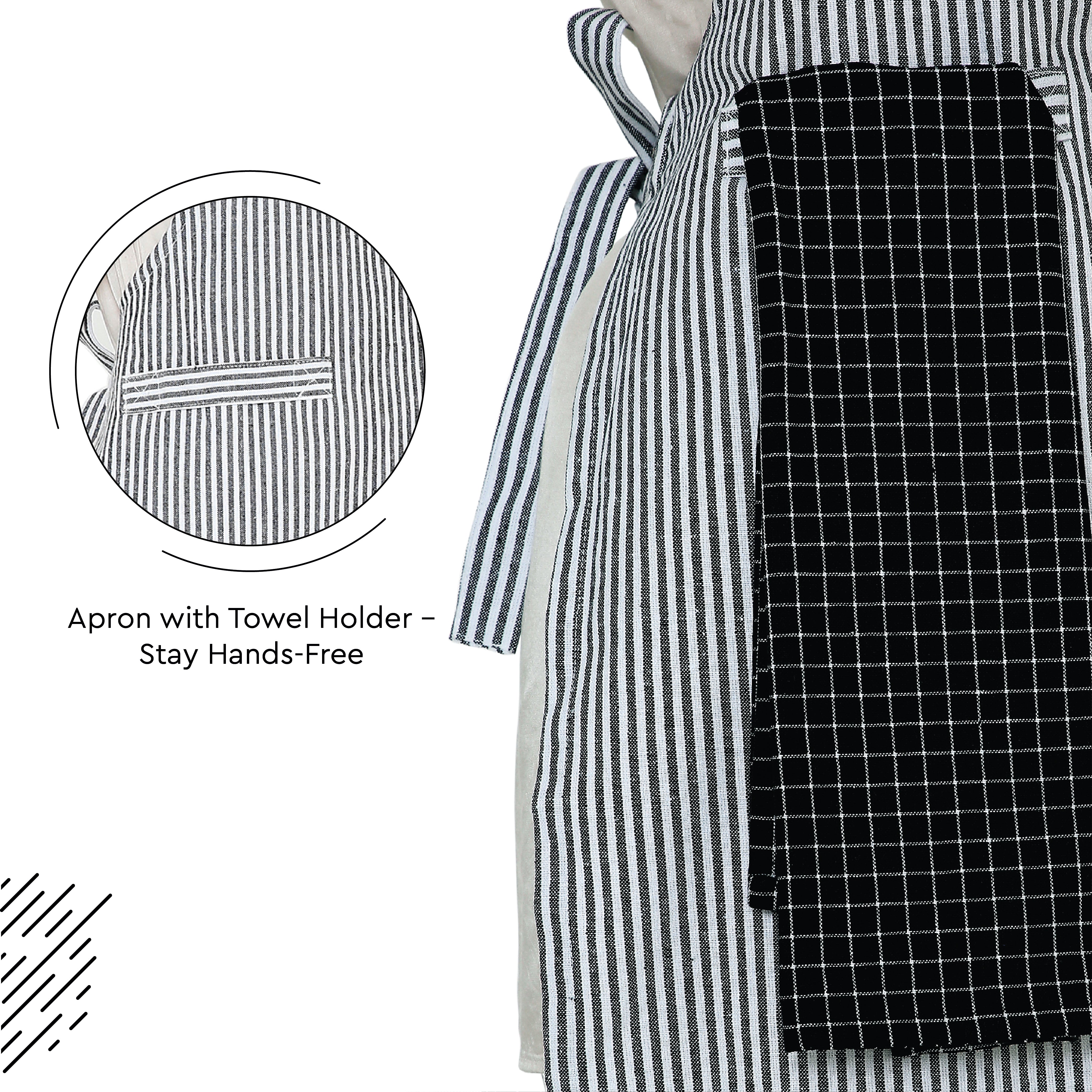 Cotton Ticking Navy Blue Apron (Pack of 1)