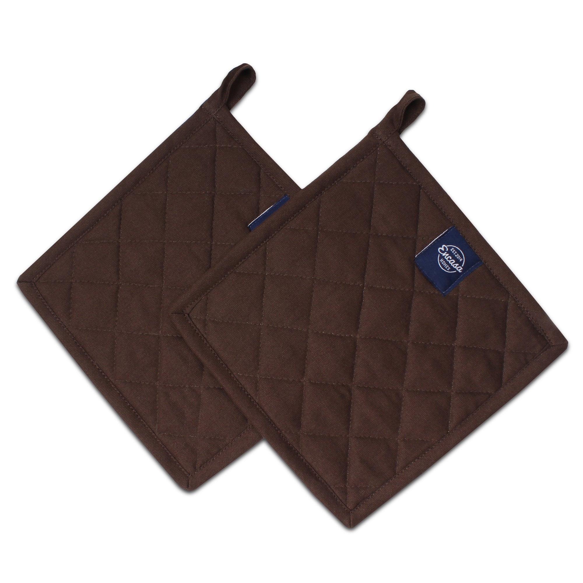 Yarn Dyed Cotton Dark Taupe & Beige Potholder (Pack of 2)
