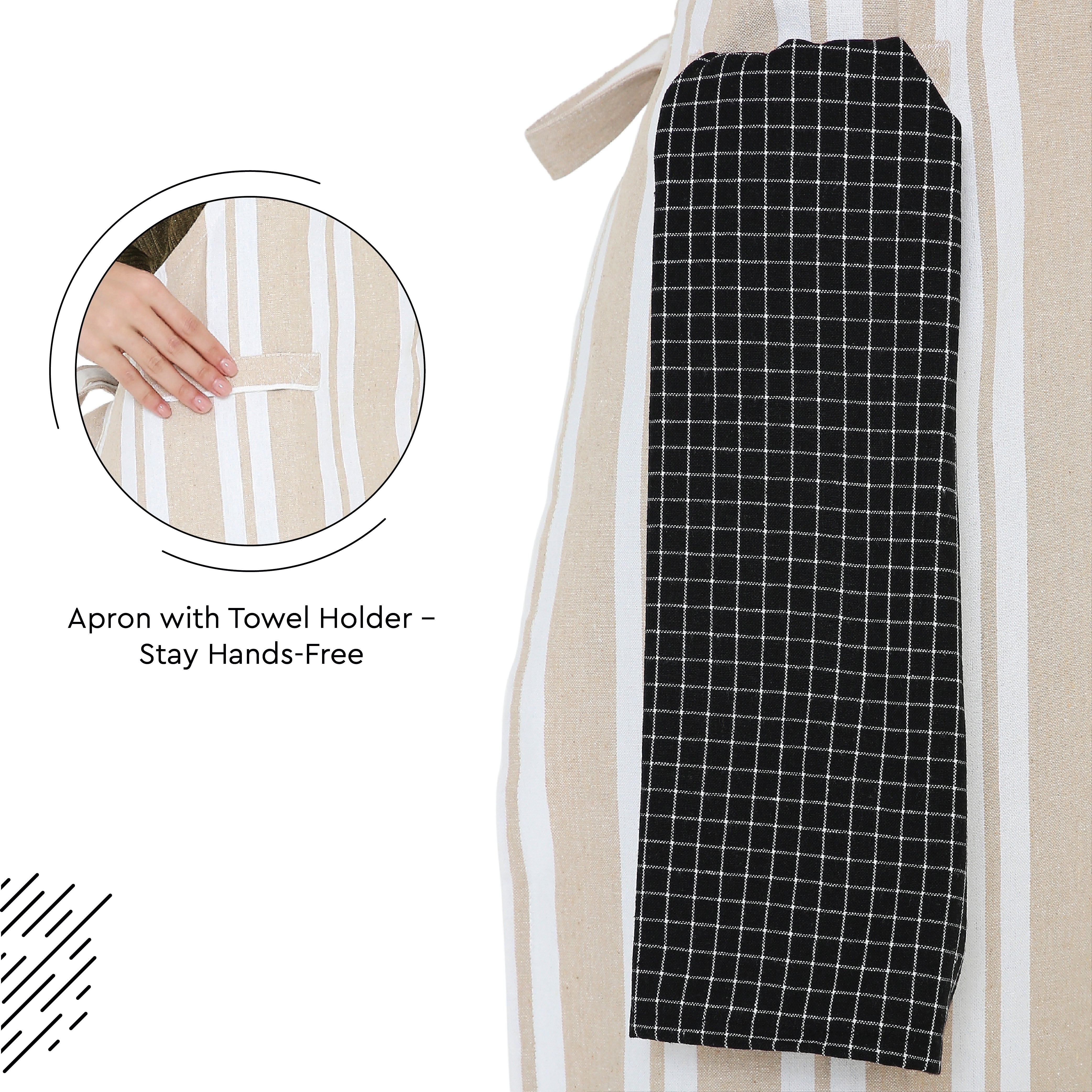 Cotton Franca Beige Stripes Apron (Pack of 1)