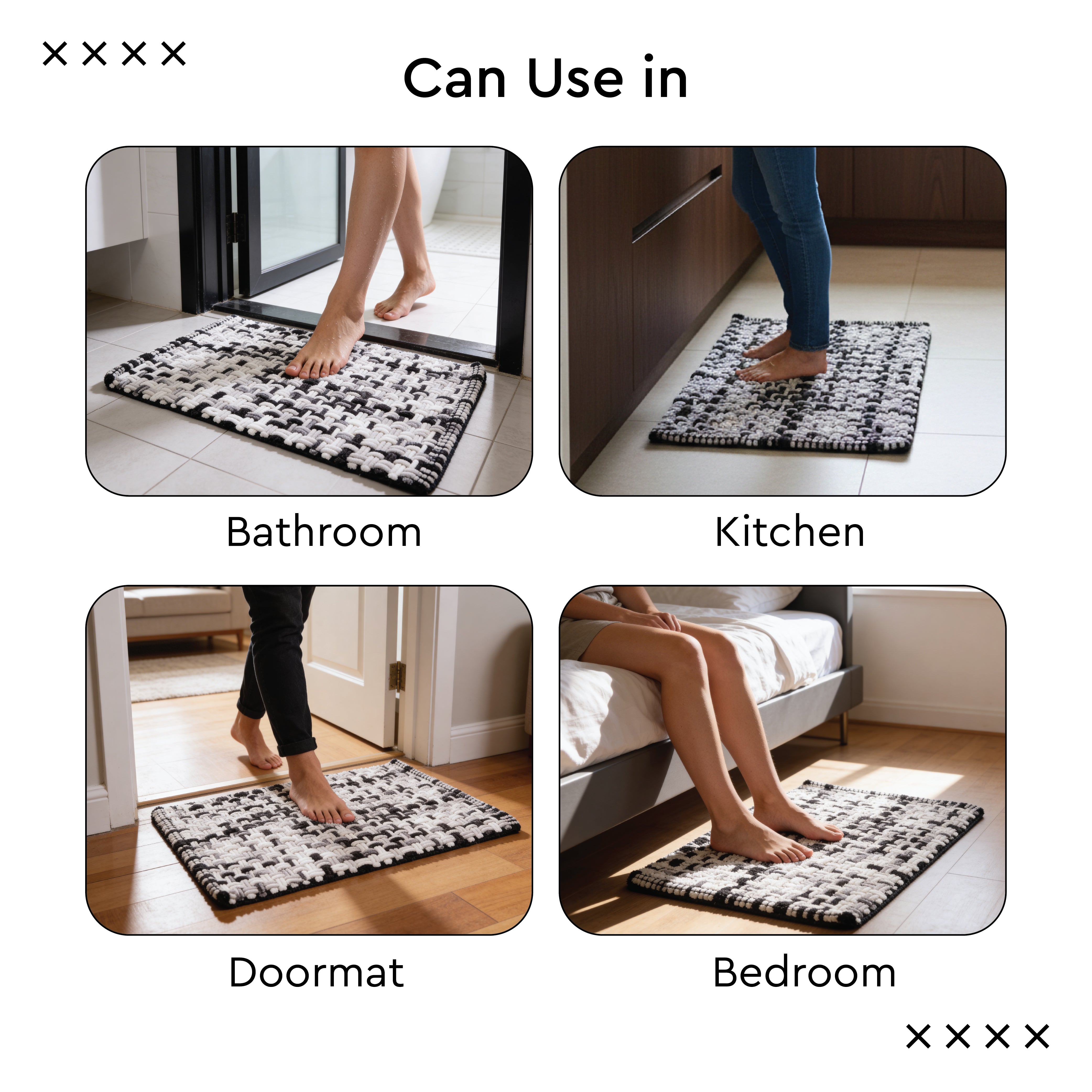 Cotton Black Bathmat (Pack of 1)