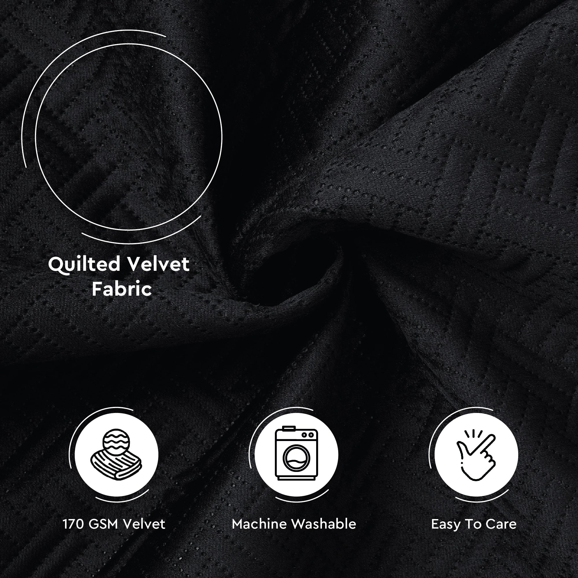 Quilted Velvet Fabric by Meters 54 Inches Wide | 170 GSM | Ideal For Curtain, Cushion, Upholstery, Bags