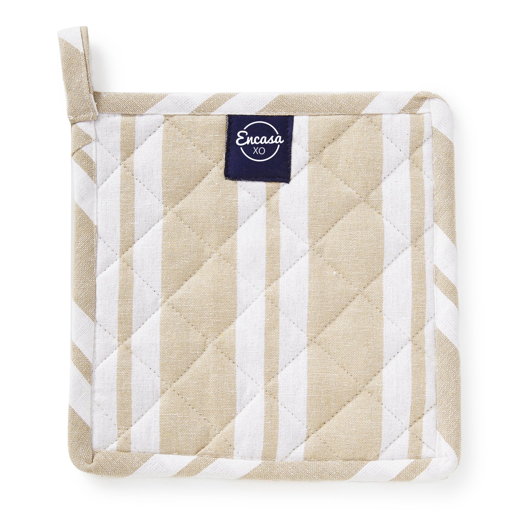 Cotton Franca Beige Stripes Pot Holders (Pack of 2)