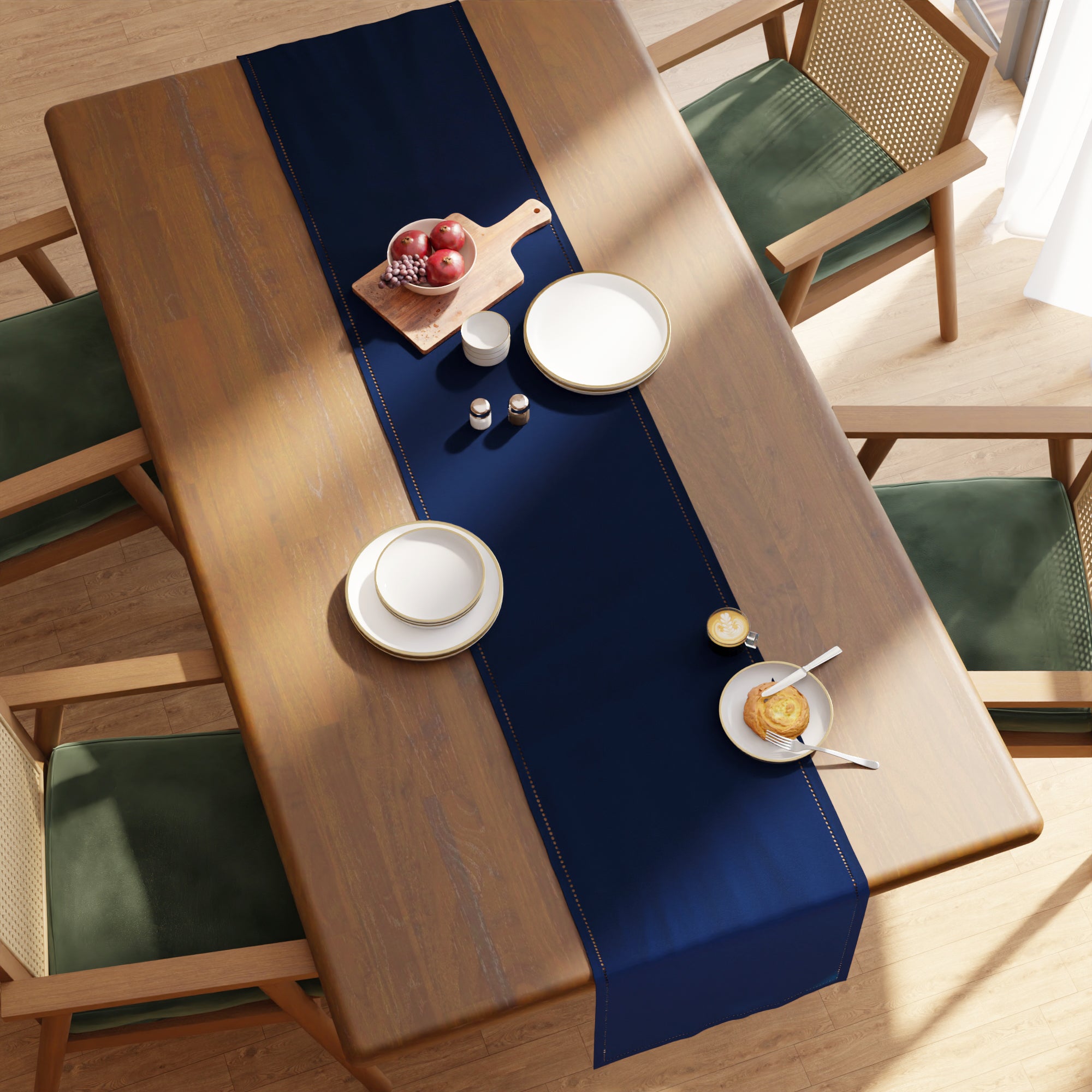 Cotton Scotch Blue Table Runner (Pack of 1)