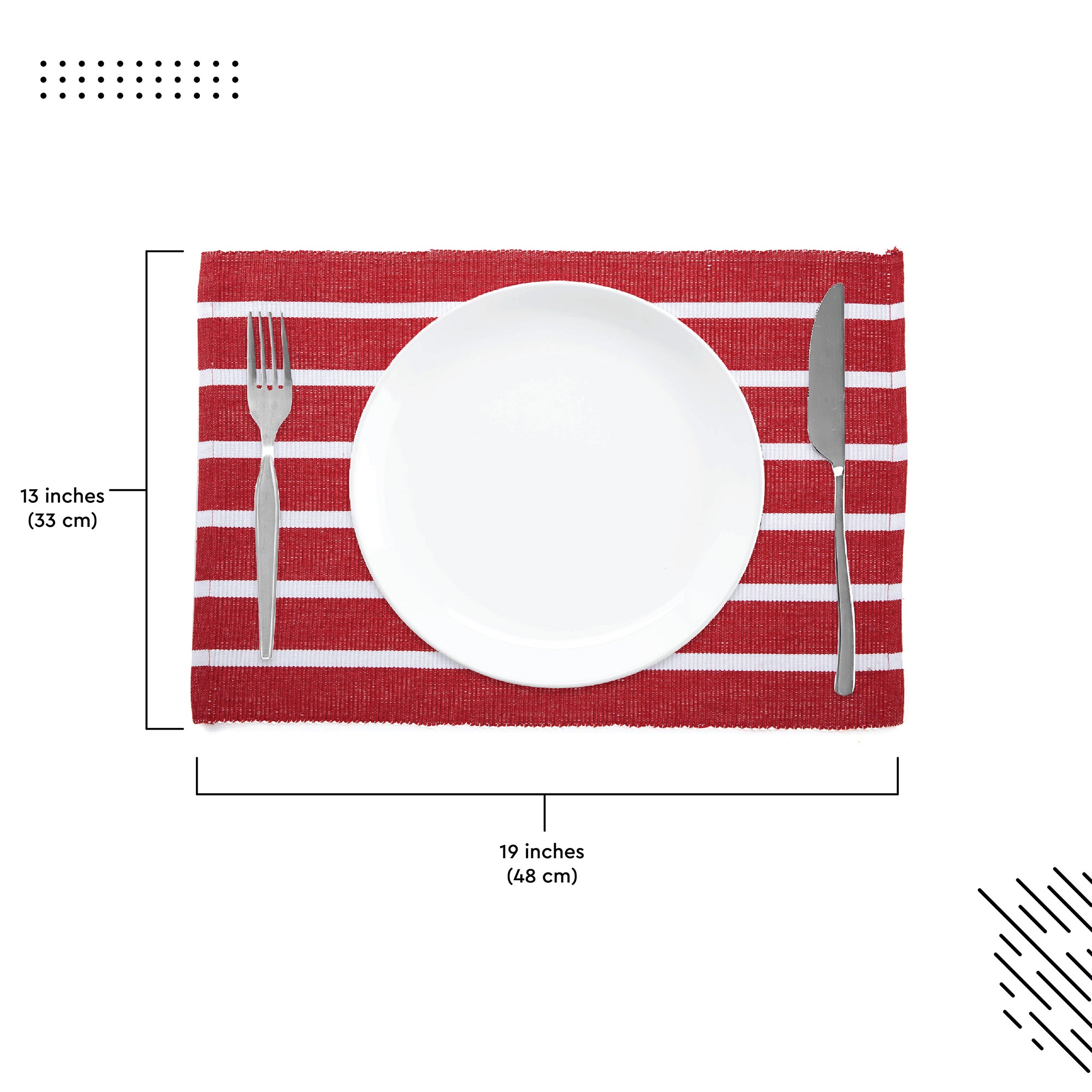 Cotton Roma Red Stripes Placemat (Pack of 6)