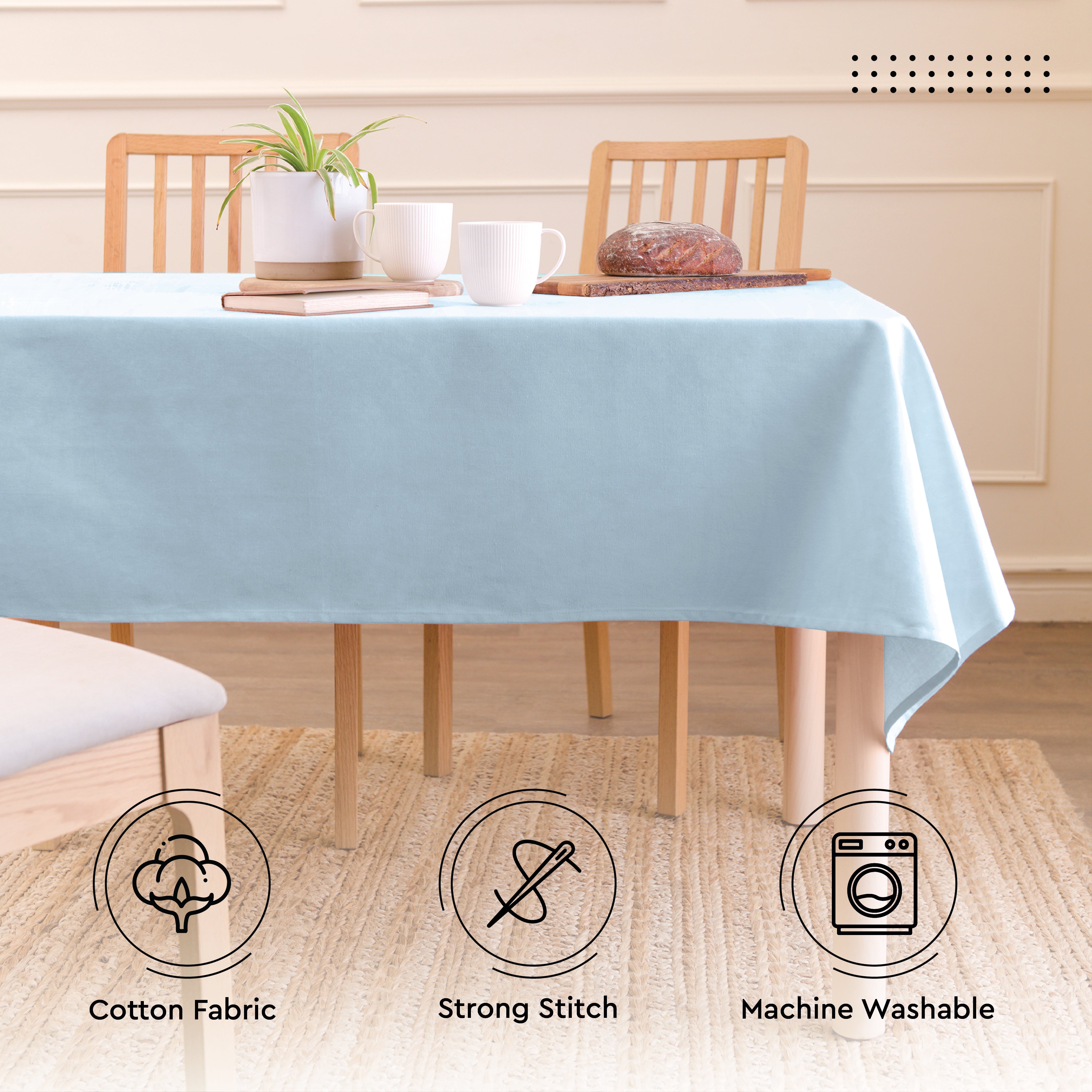 Cotton Ice Blue Table Cloth (Pack of 1)