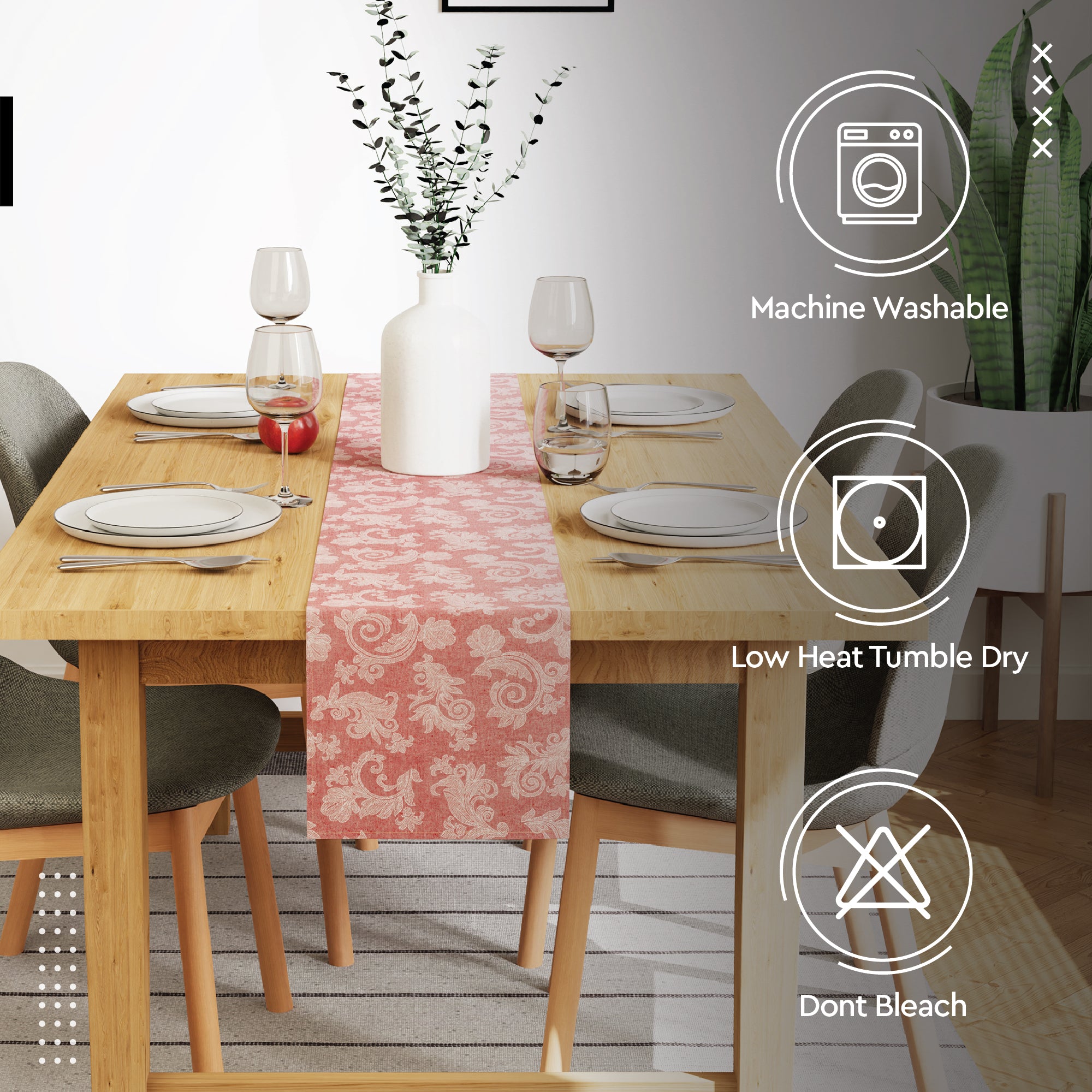 Cotton Red Table Runner (Pack of 1)