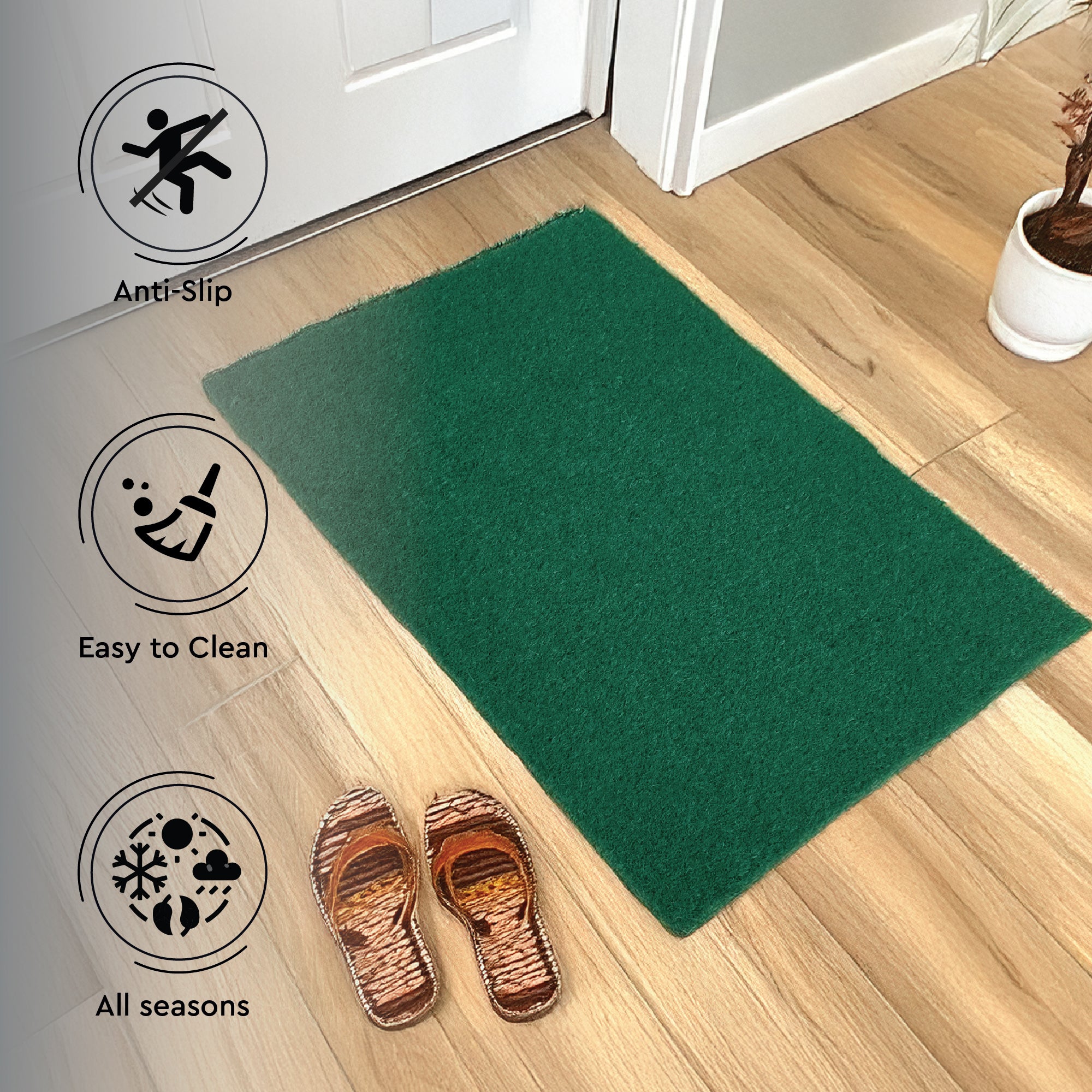 Coir Door Mats for Home Entrance Thick Anti-slip Welcome Doormat with PVC Back | Ideal for Indoor, Outdoor, Patio, Home and Office | Durable and Easy to Clean