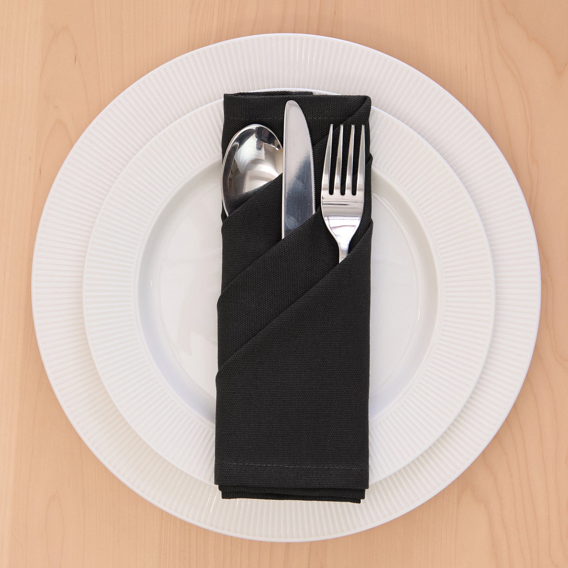 Cotton Jet Black Table Napkins (Pack of 4)