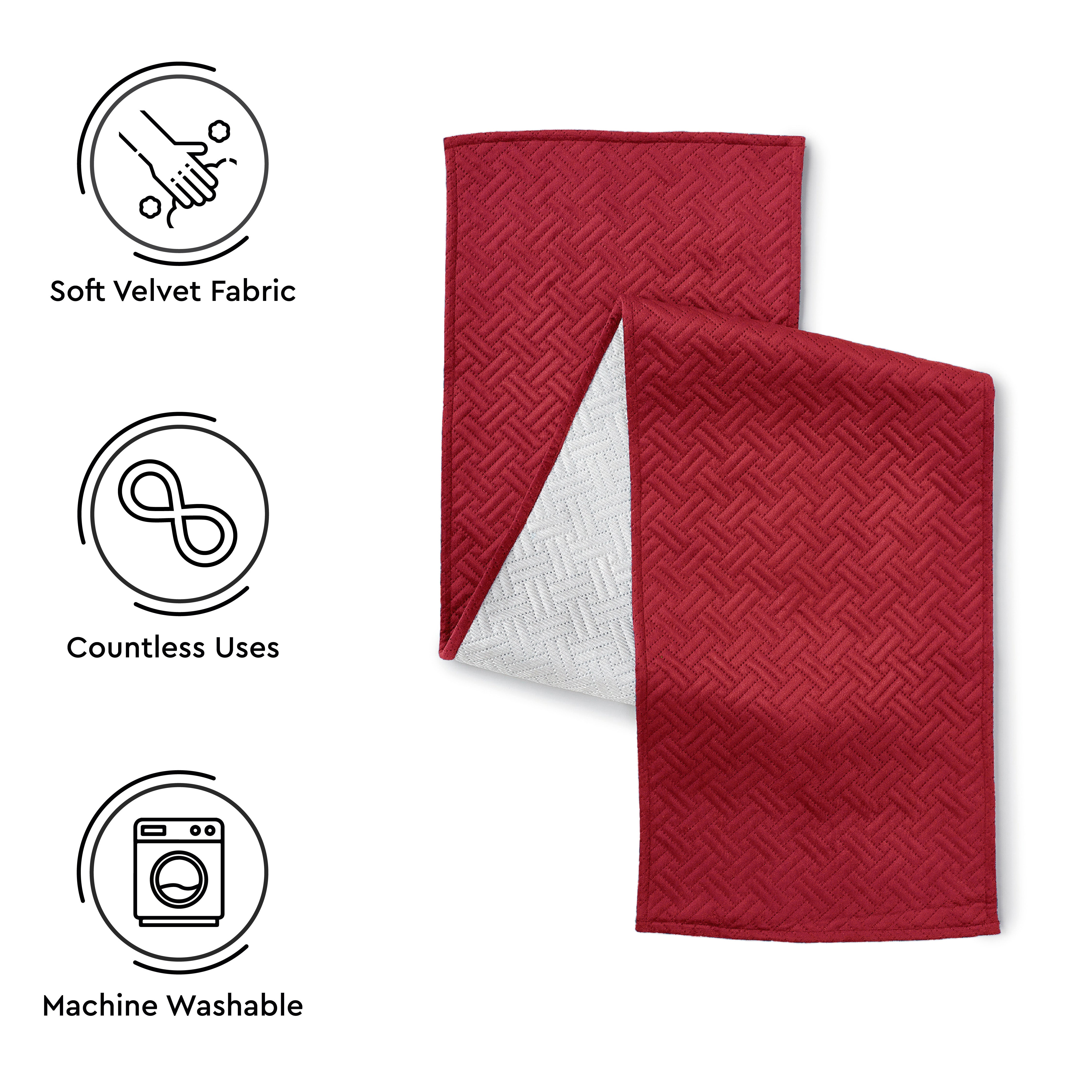 Quilted Velvet Red Table Runner