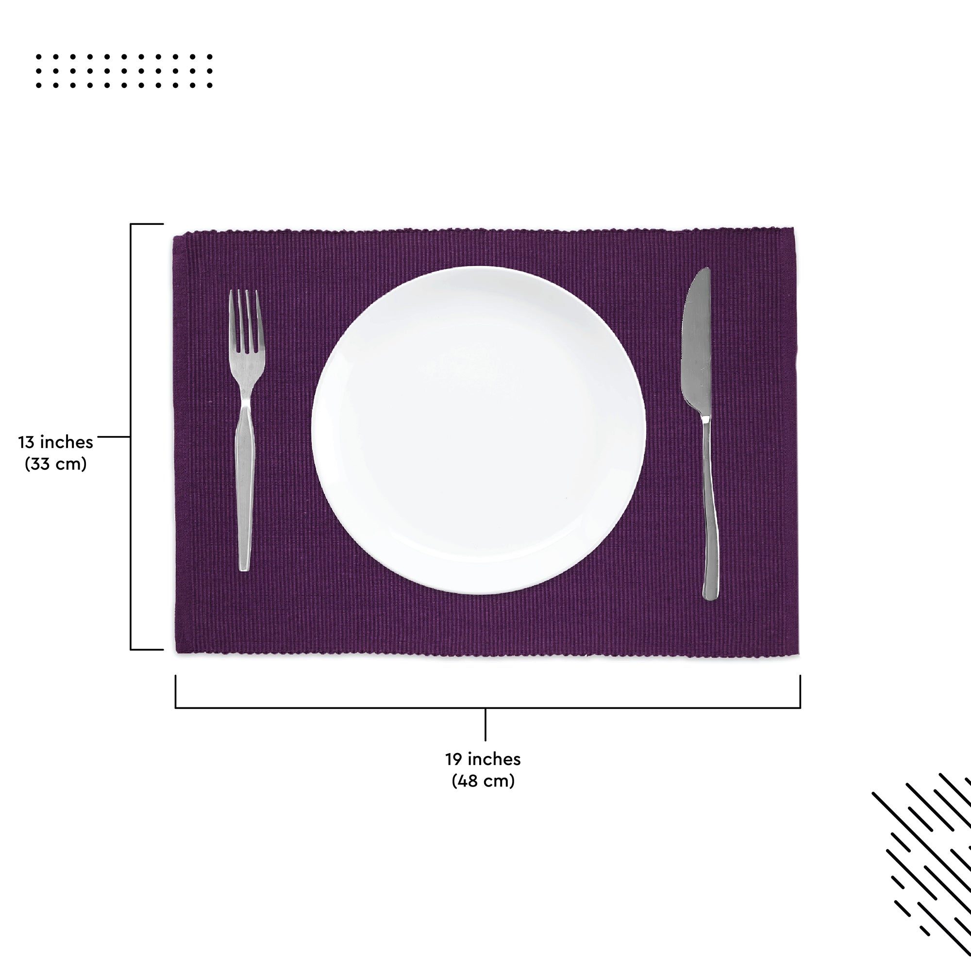 Ribbed Cotton Purple Placemat (Pack of 6)