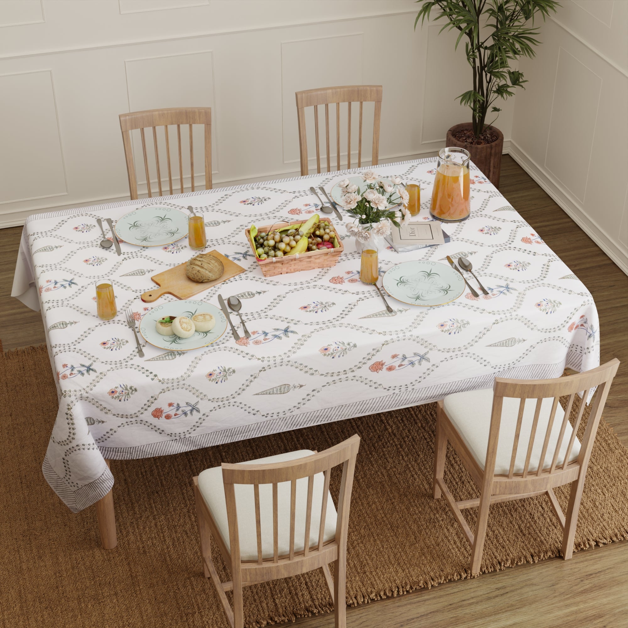 Jaipuri Hand block Print Cotton Swiss Tablecloth
