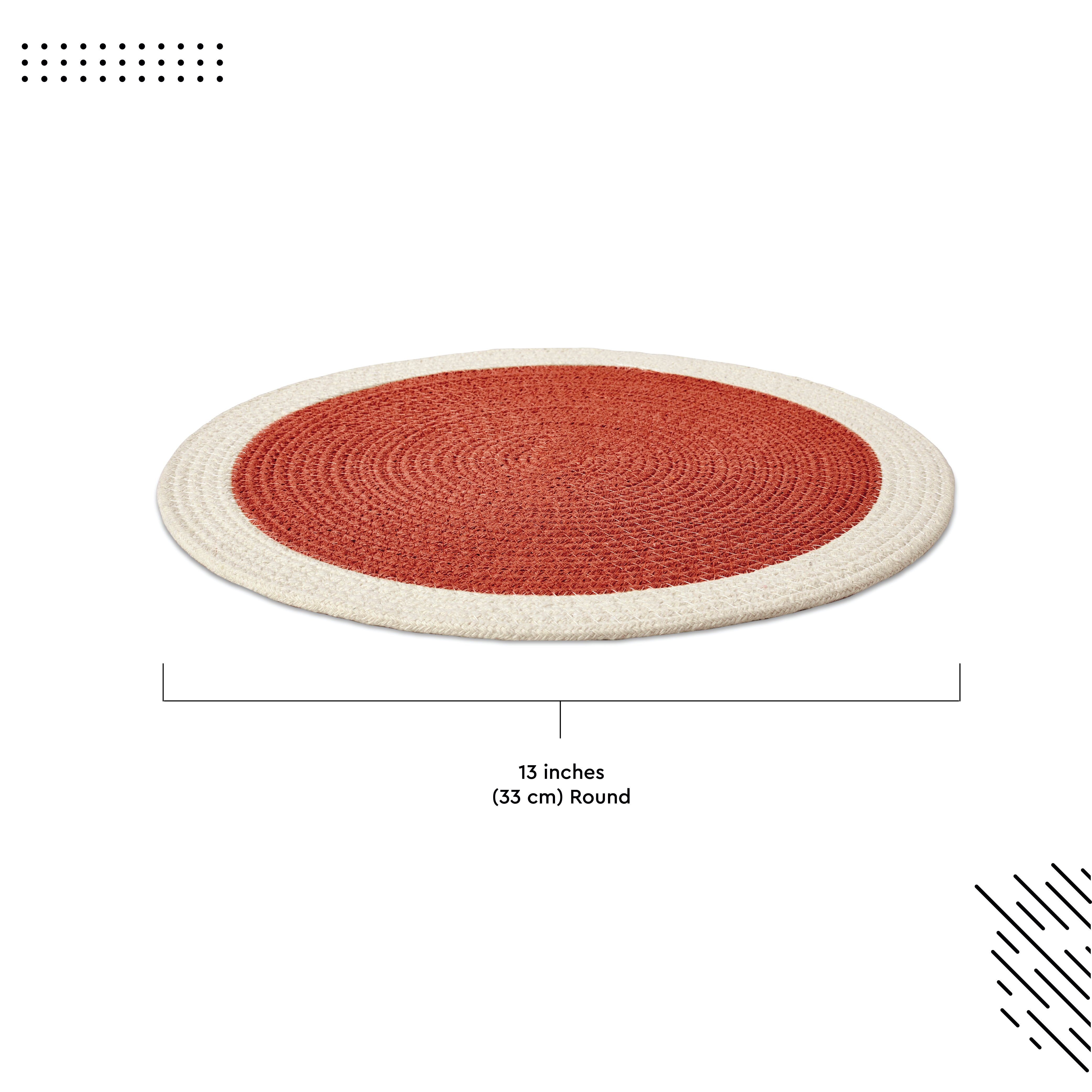 Cotton Coral & Off White Placemat (Pack of 2)