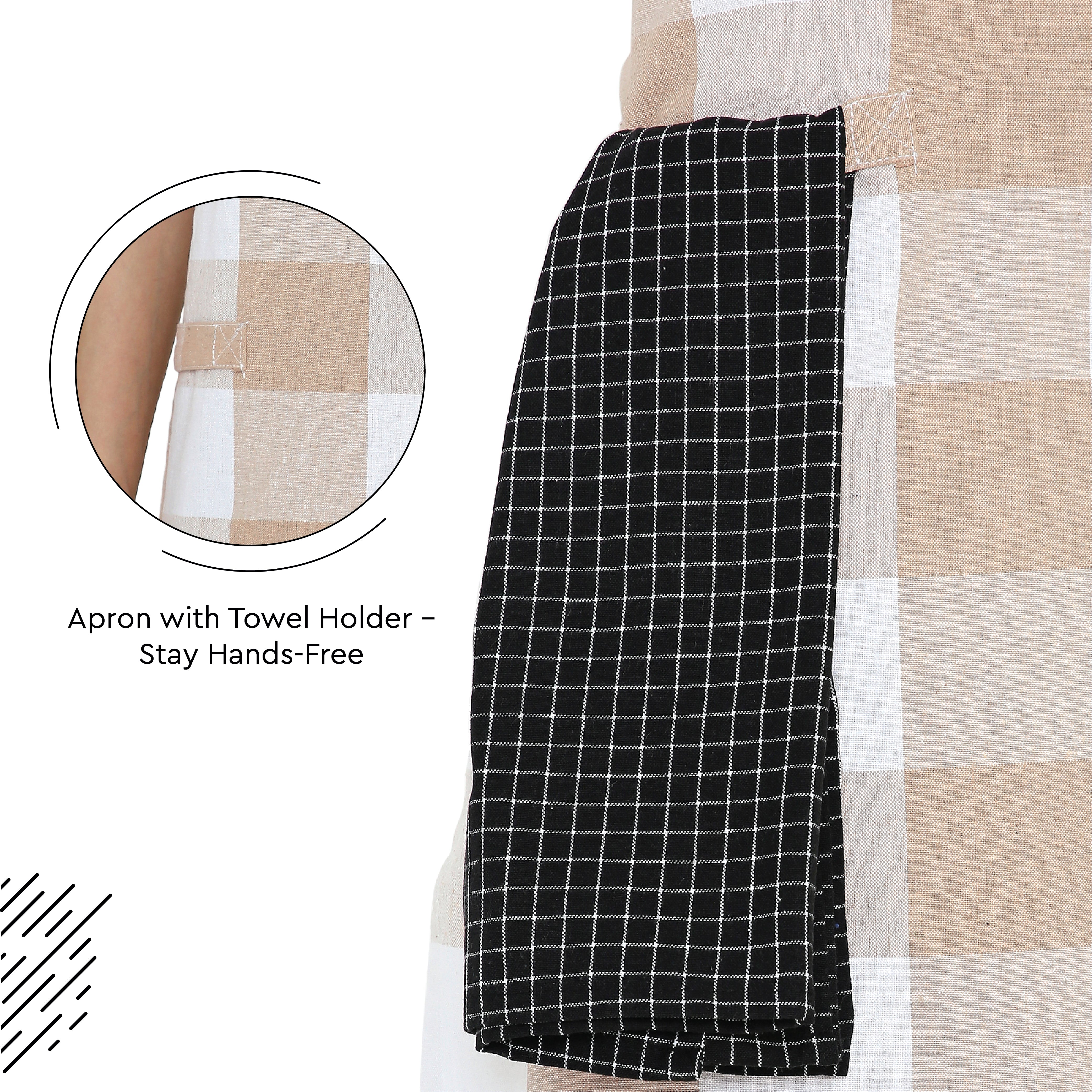 Cotton Buffalo Beige Checks Apron (Pack of 1)