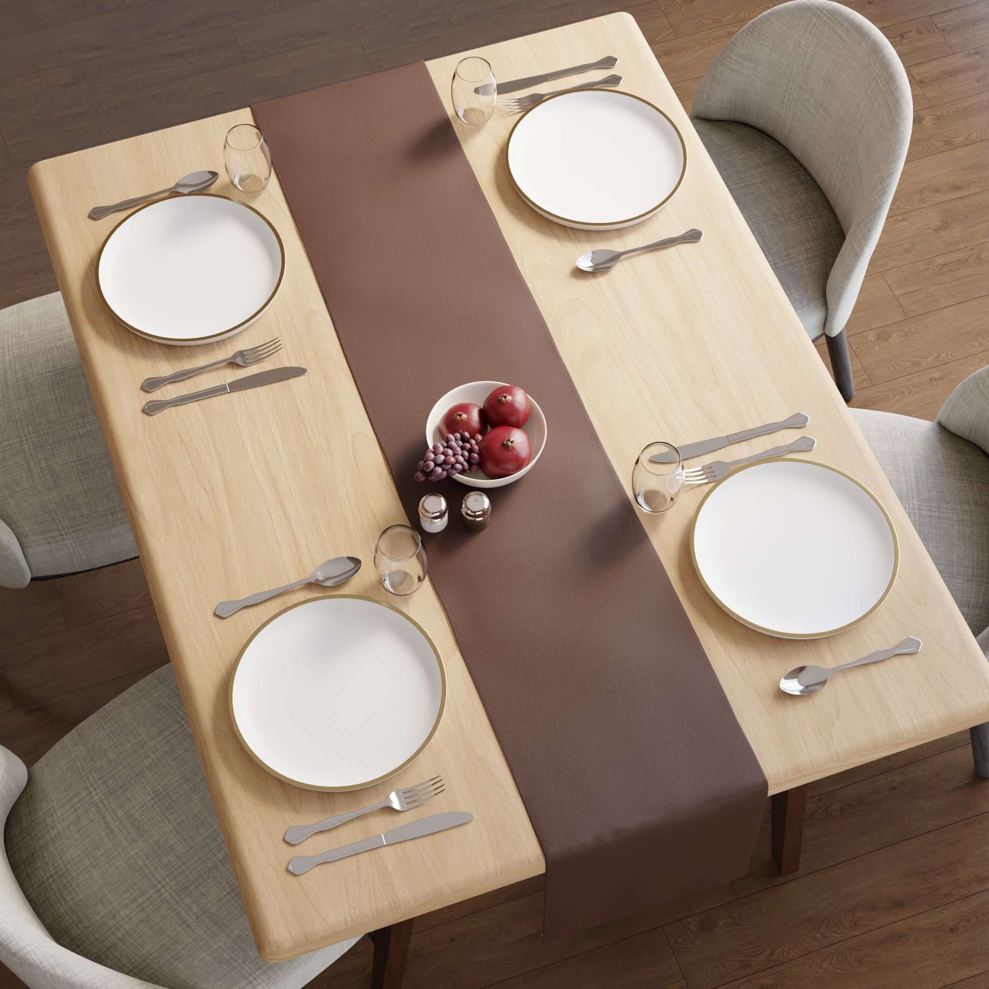 PVC Leather Chocolate Table Runner (Pack of 1)