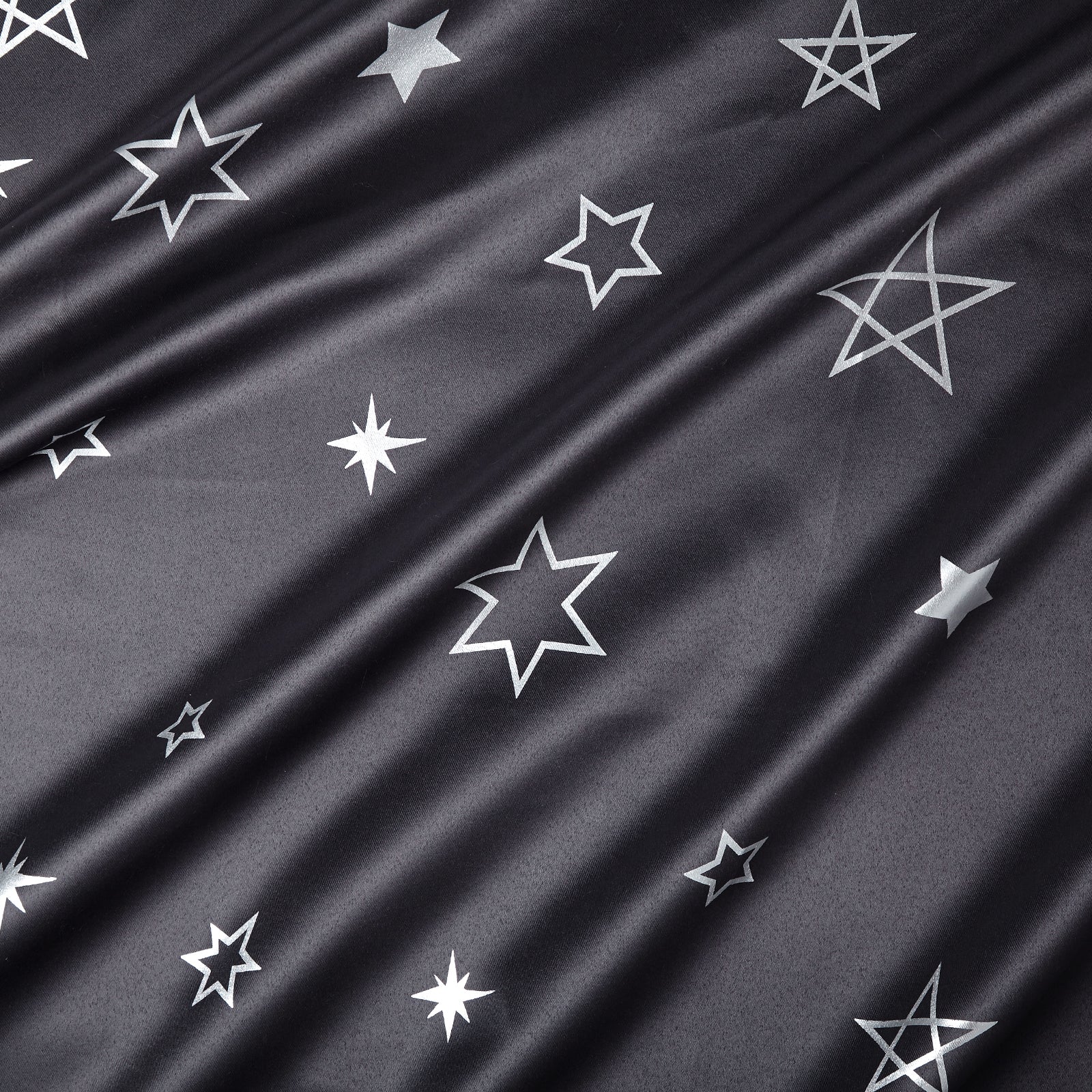 Blackout Polyester Fabric by Meter, 100x122 cm | Blocks Light, Heat & Noise, For Curtains, Cushion Covers, Door & Window Drapes - Foil Star Print