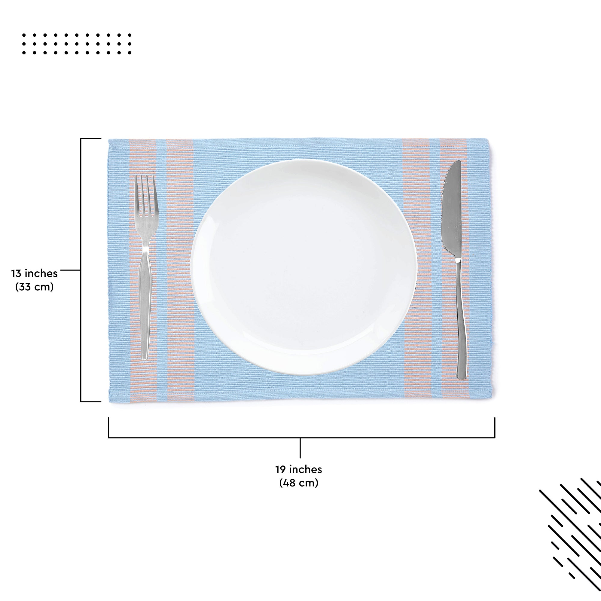 Cotton Ladder Blue Placemat (Pack of 6)
