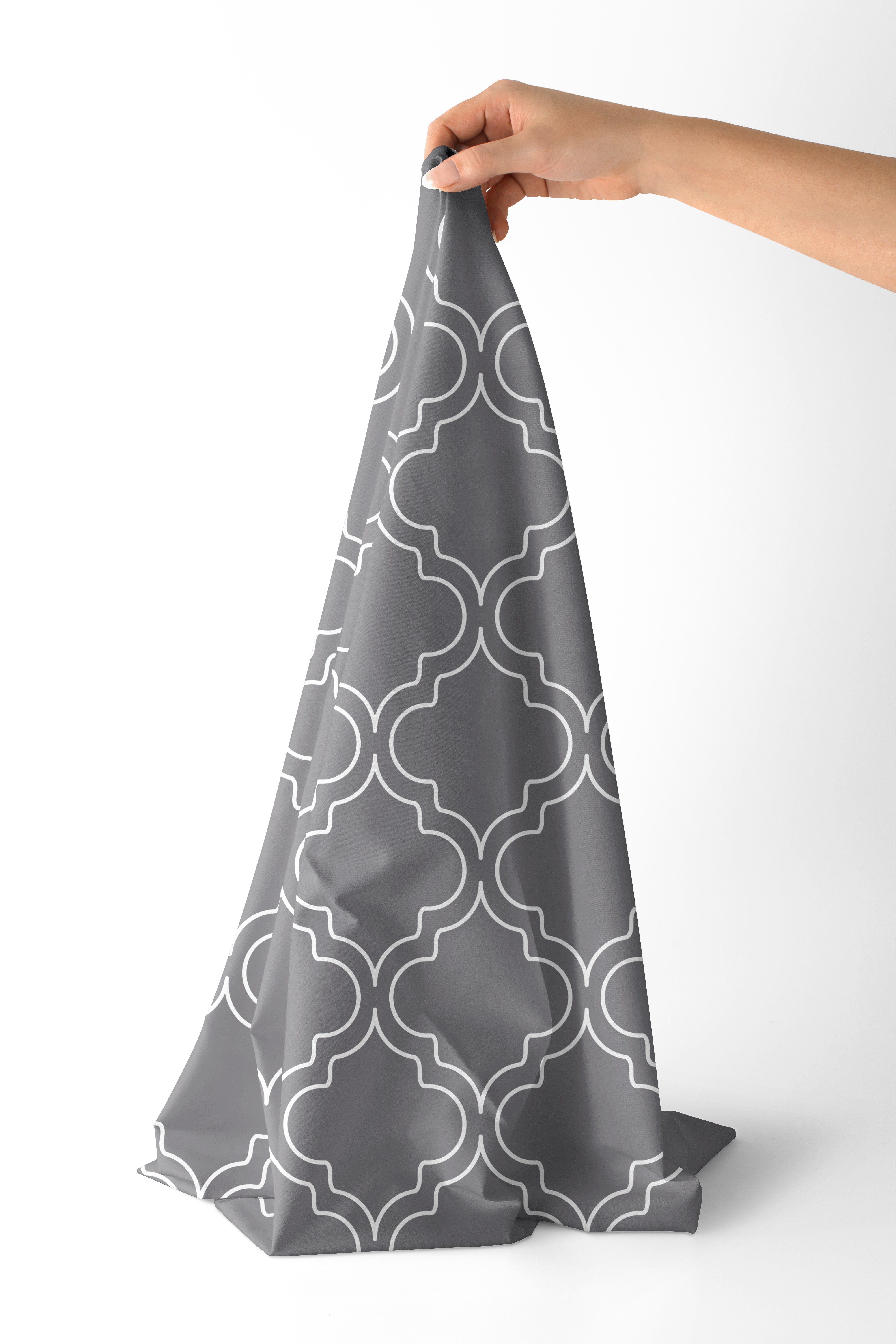 Polyester Printed Trellis Grey Fabric (Pack of 1)