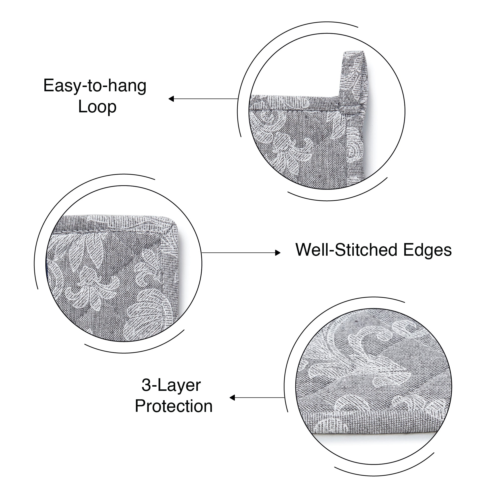 Cotton Grey Potholder (Pack of 2)