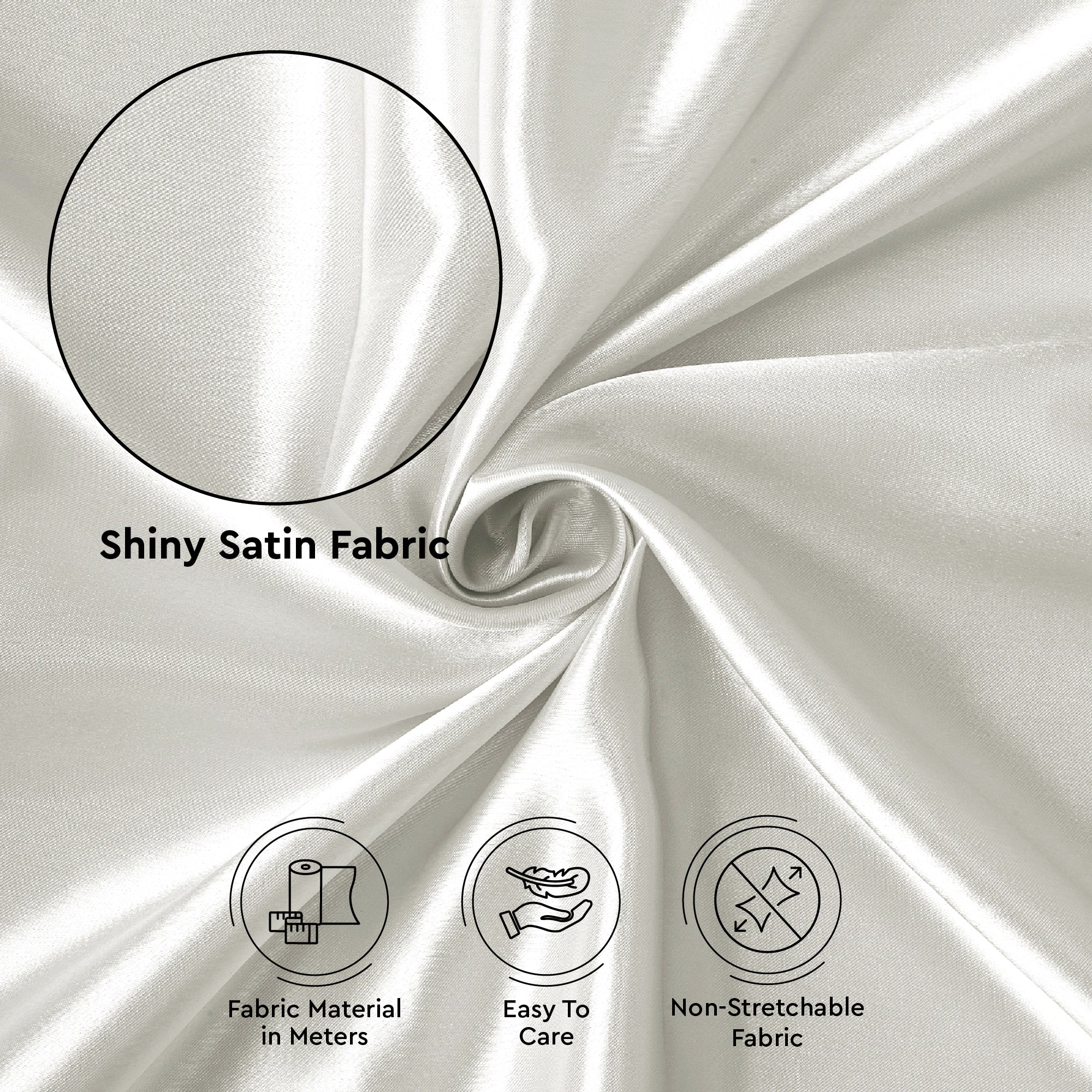 Silky Satin Fabric Material By Meter | 110 Cm Width, Silk & Shiny Fabrics | Fabric For Scrunchies, Dress, Pillowcases, Pajamas, Evening Dress, DIY