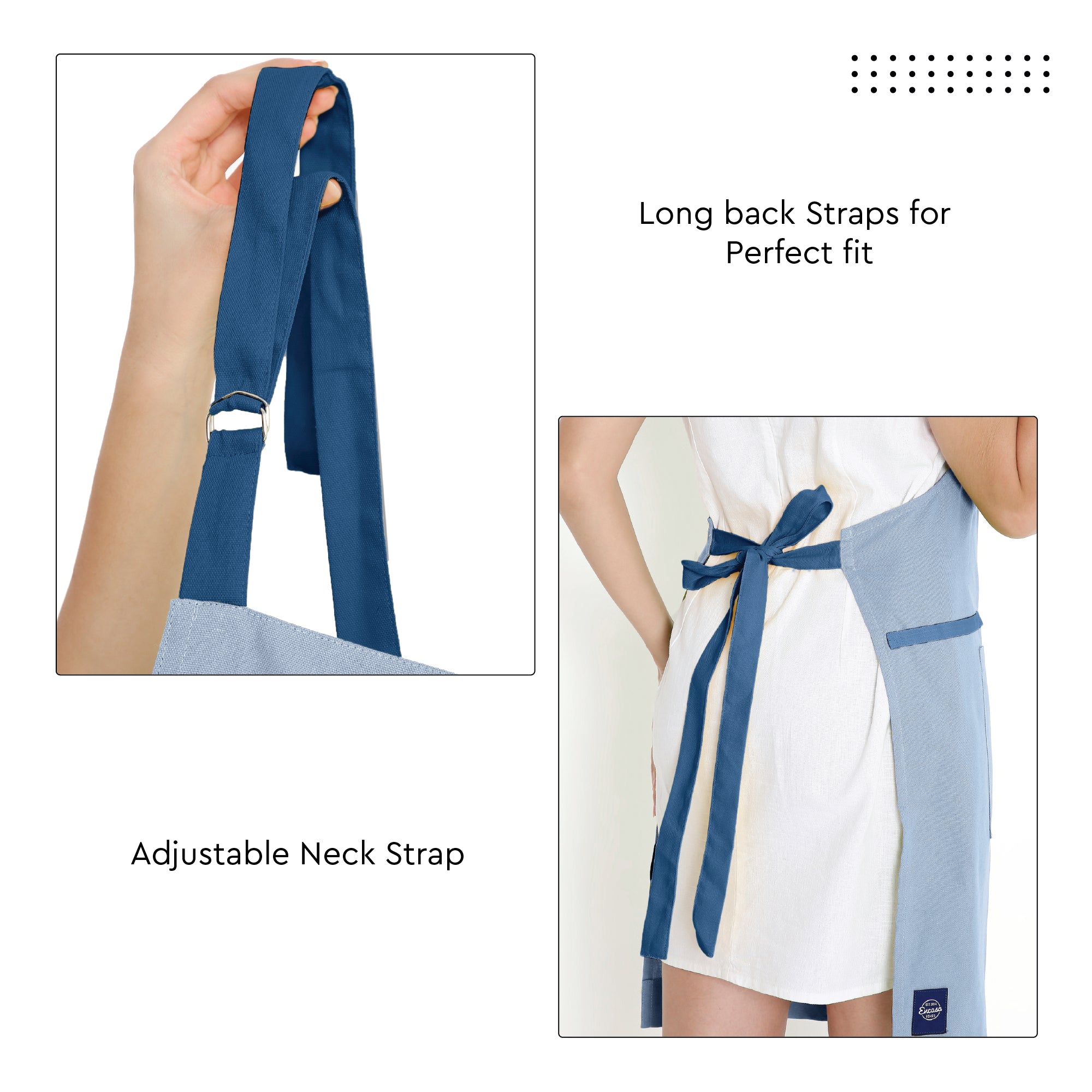 Yarn Dyed Cotton B Grey & Cobalt Blue Apron (Pack of 1)