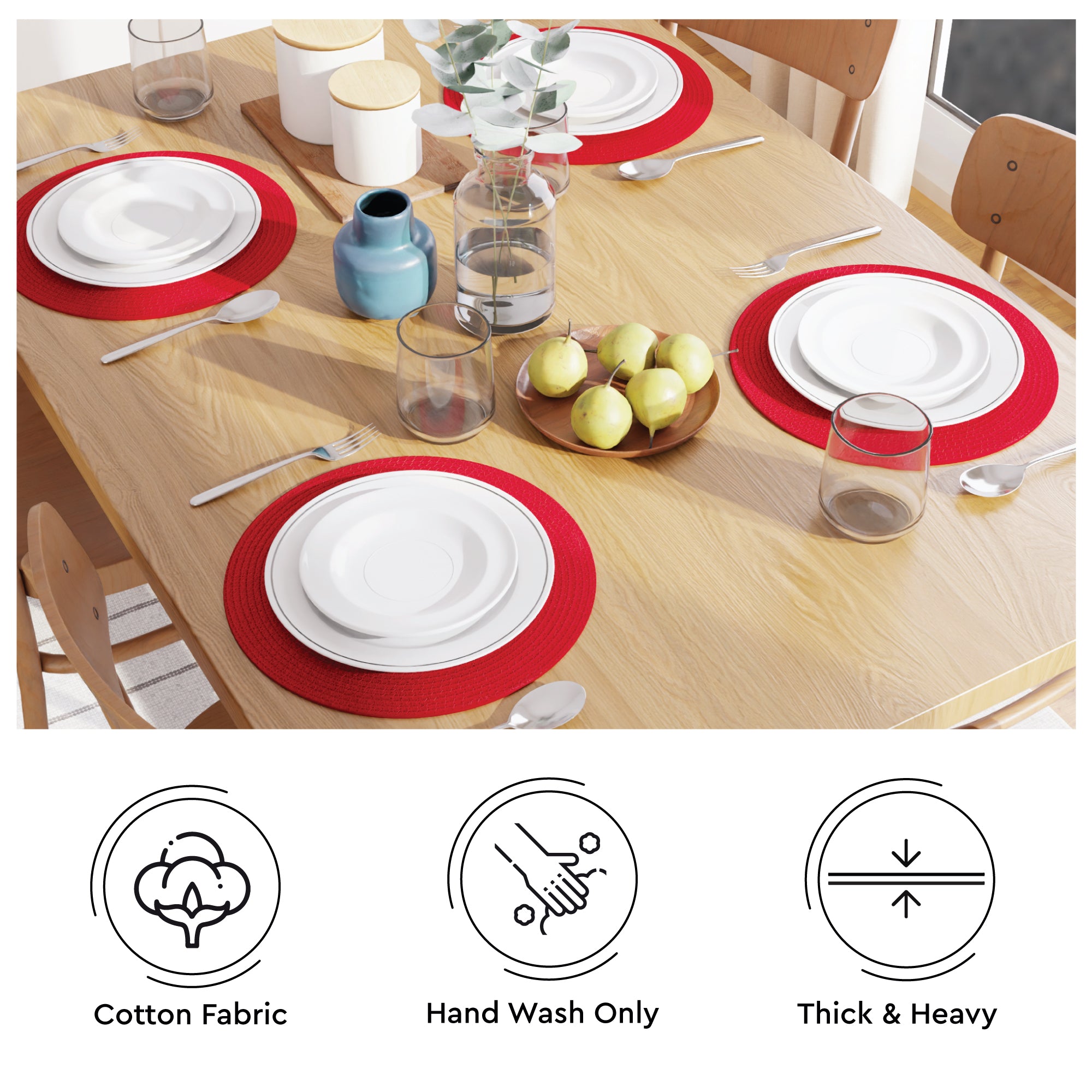 Cotton Red Placemat (Pack of 4)