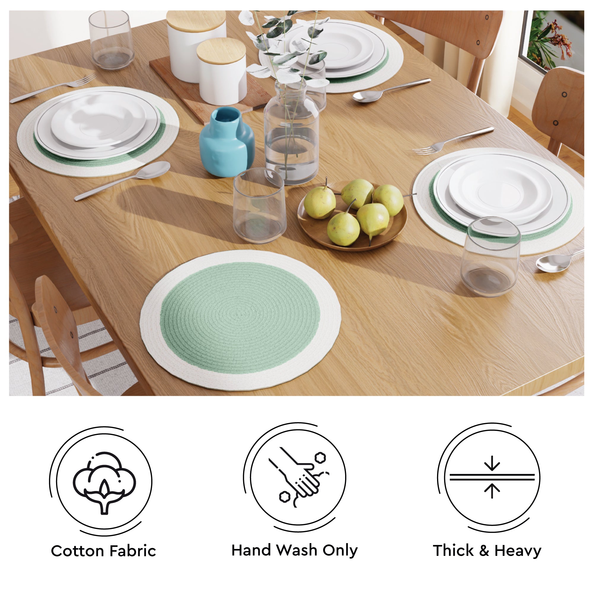 Cotton Sage & Off White Placemat (Pack of 6)