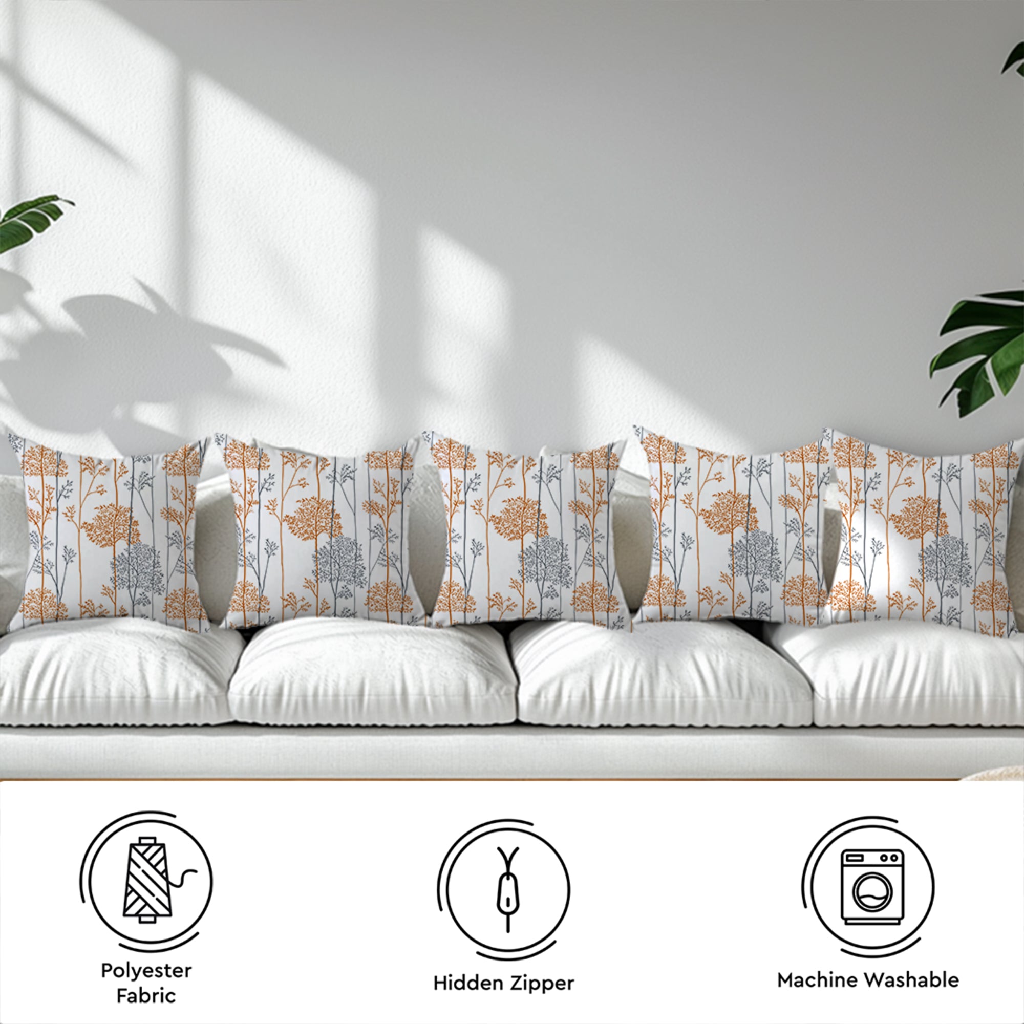 Micro Orange Branches Cushion Cover