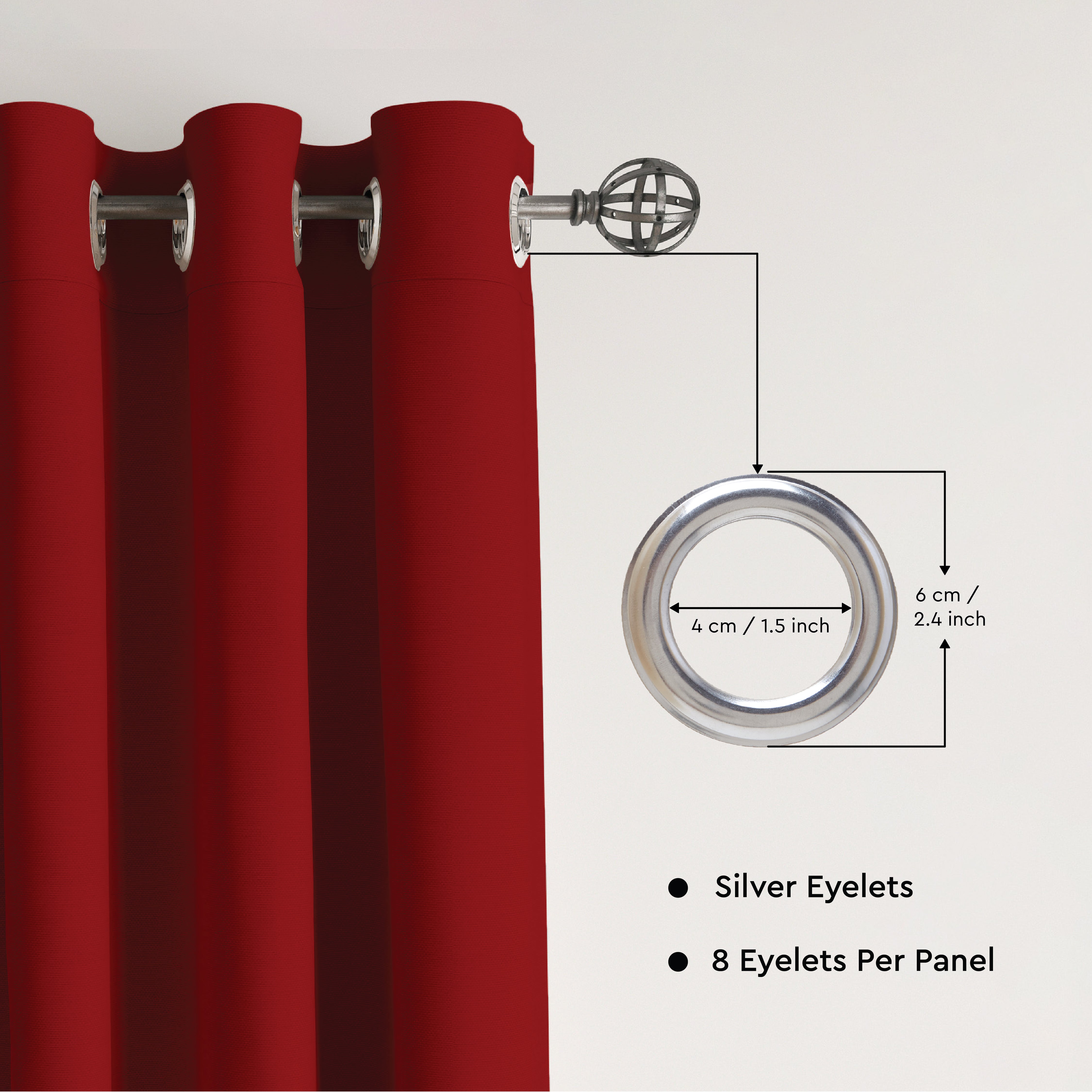 Canvas Deep Red Curtain (Pack of 1)