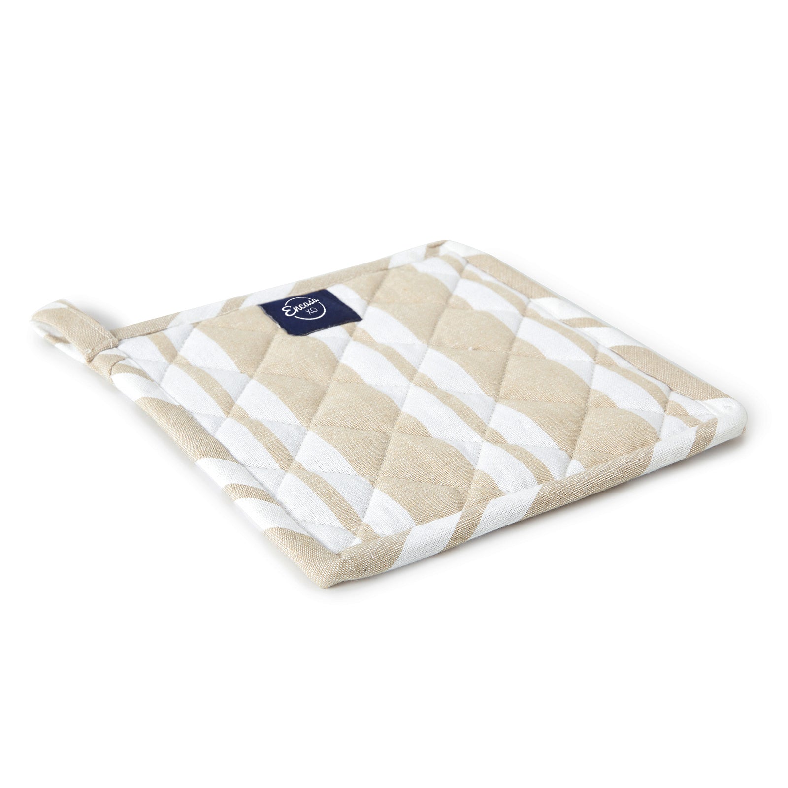 Cotton Franca Beige Stripes Pot Holders (Pack of 2)