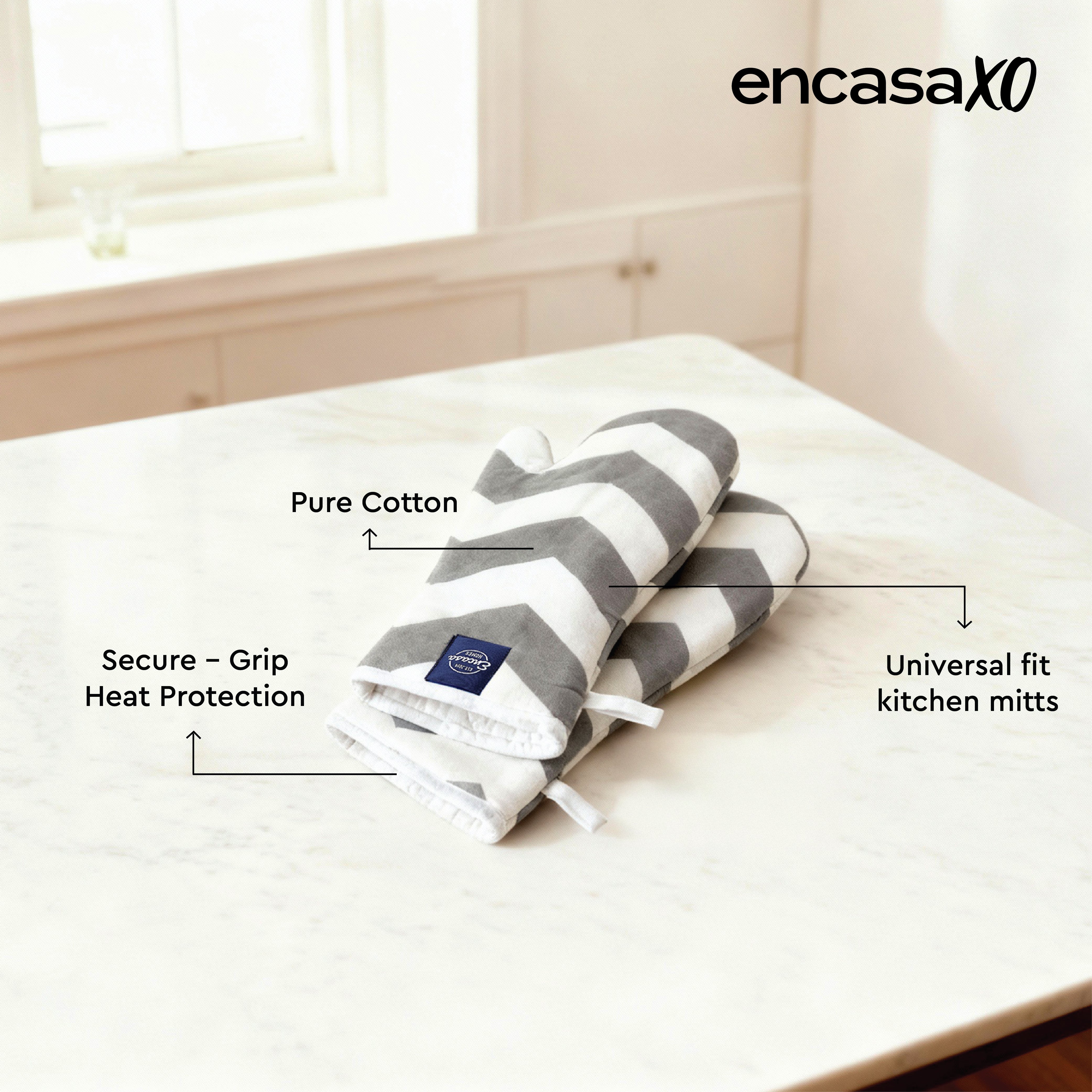 Cotton ZZ Grey Oven Gloves (Pack of 2)