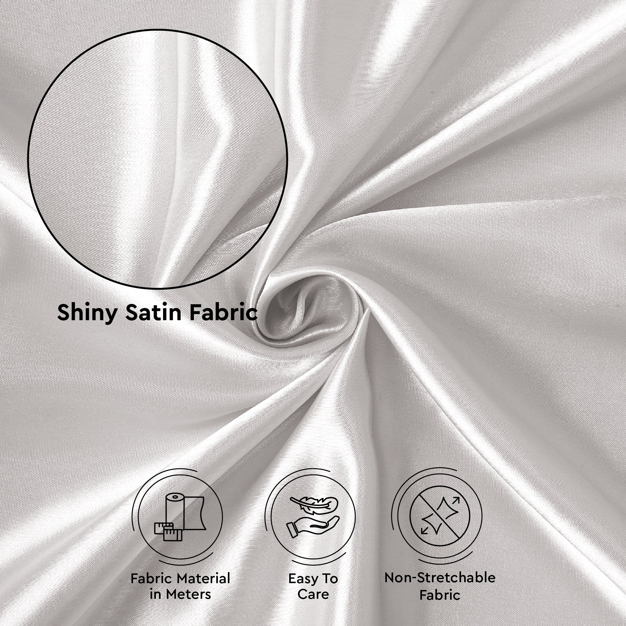 Silky Satin Fabric Material By Meter | 110 Cm Width, Silk & Shiny Fabrics | Fabric For Scrunchies, Dress, Pillowcases, Pajamas, Evening Dress, DIY