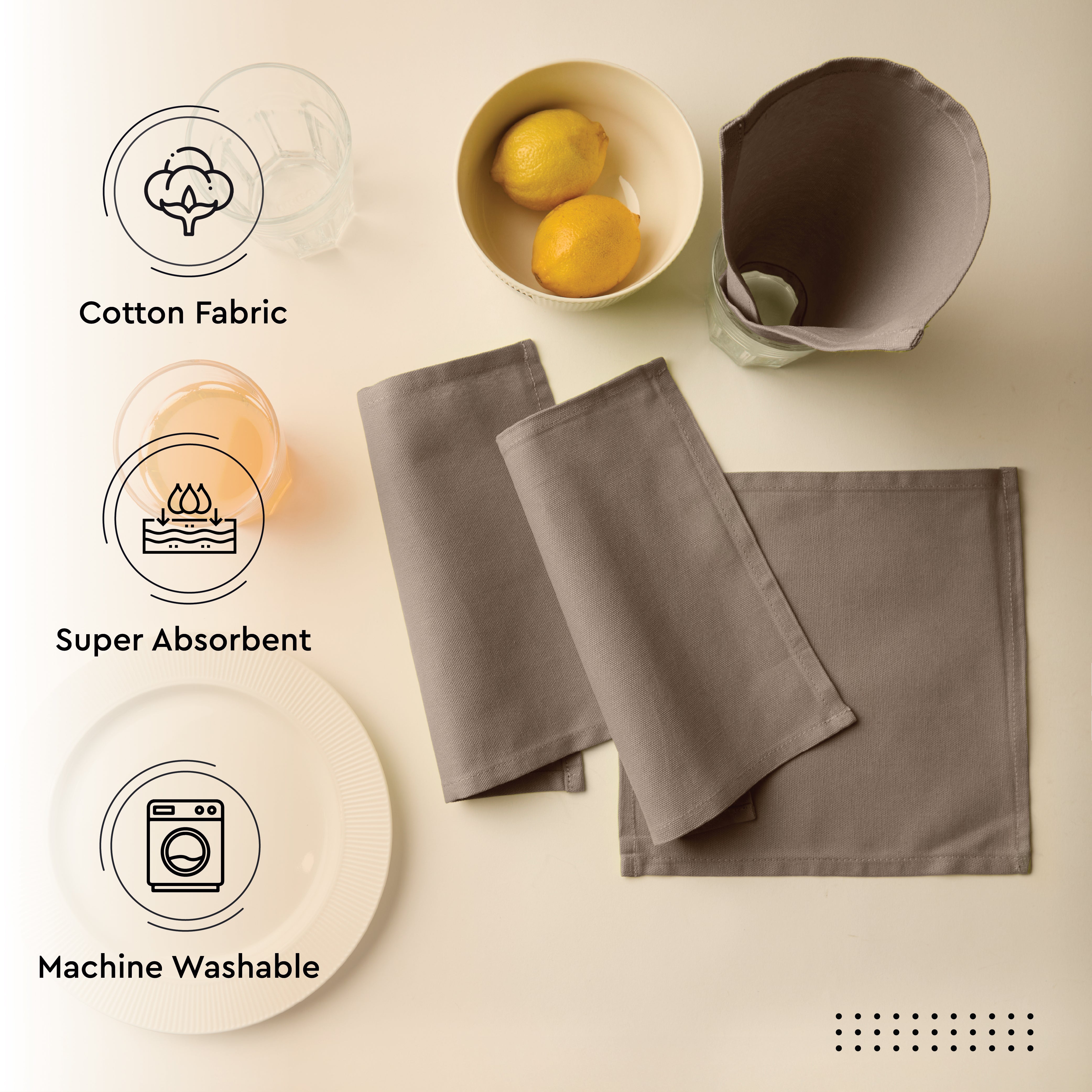 Cotton Taupe Table Napkins (Pack of 12)