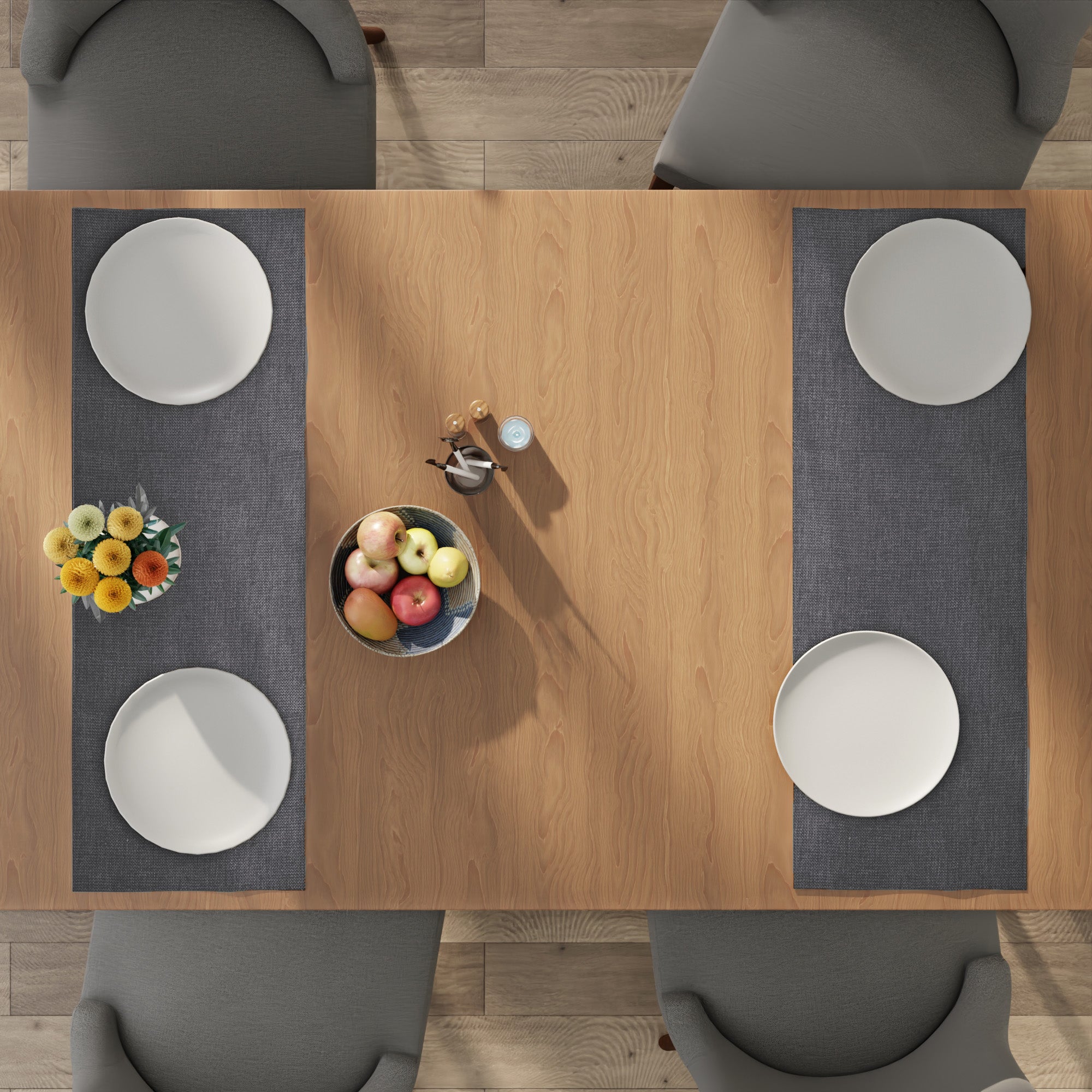 Chenille Grey Table Runner