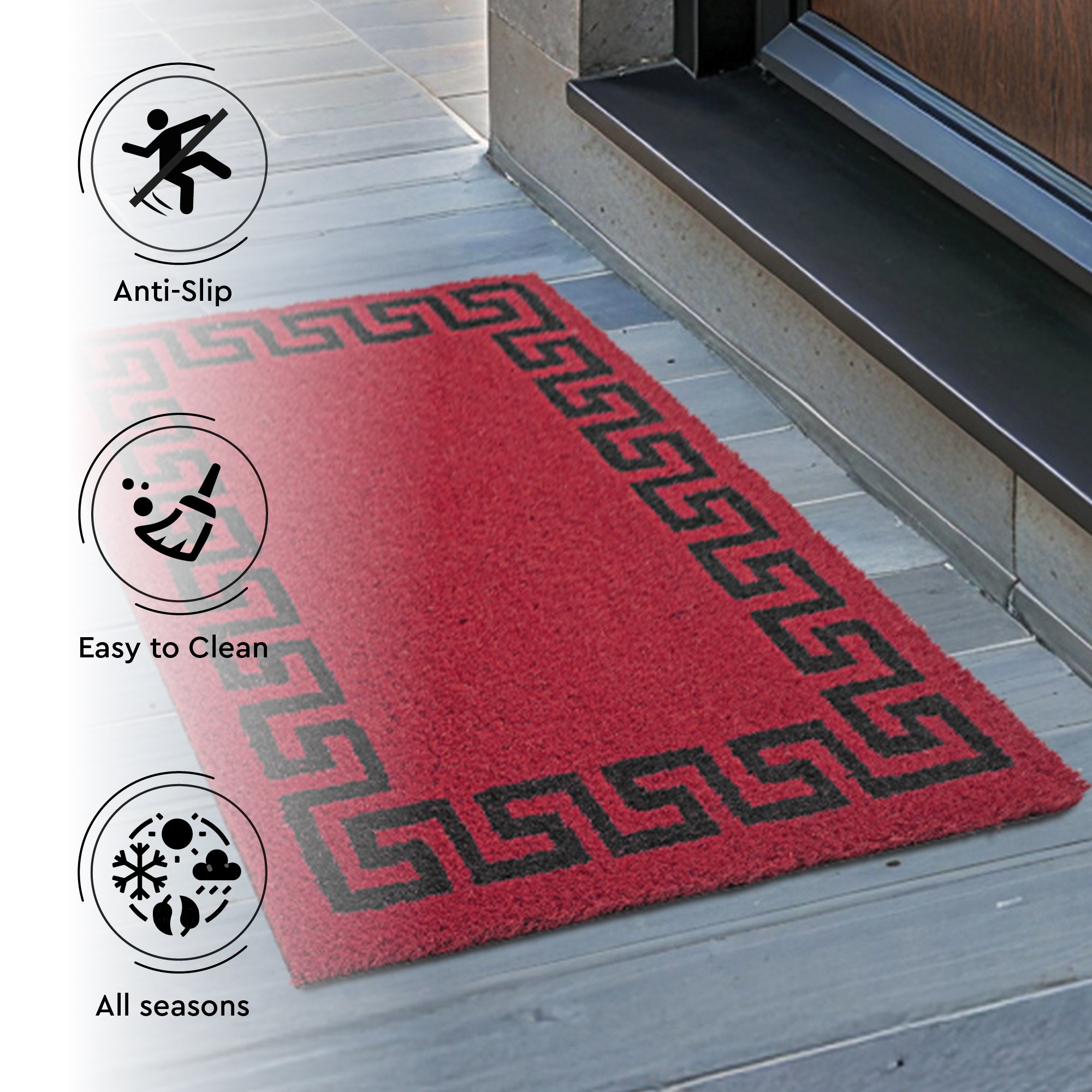 Coir Door Mats for Home Entrance Thick Anti-slip Welcome Doormat with PVC Back | Ideal for Indoor, Outdoor, Patio, Home and Office | Durable and Easy to Clean