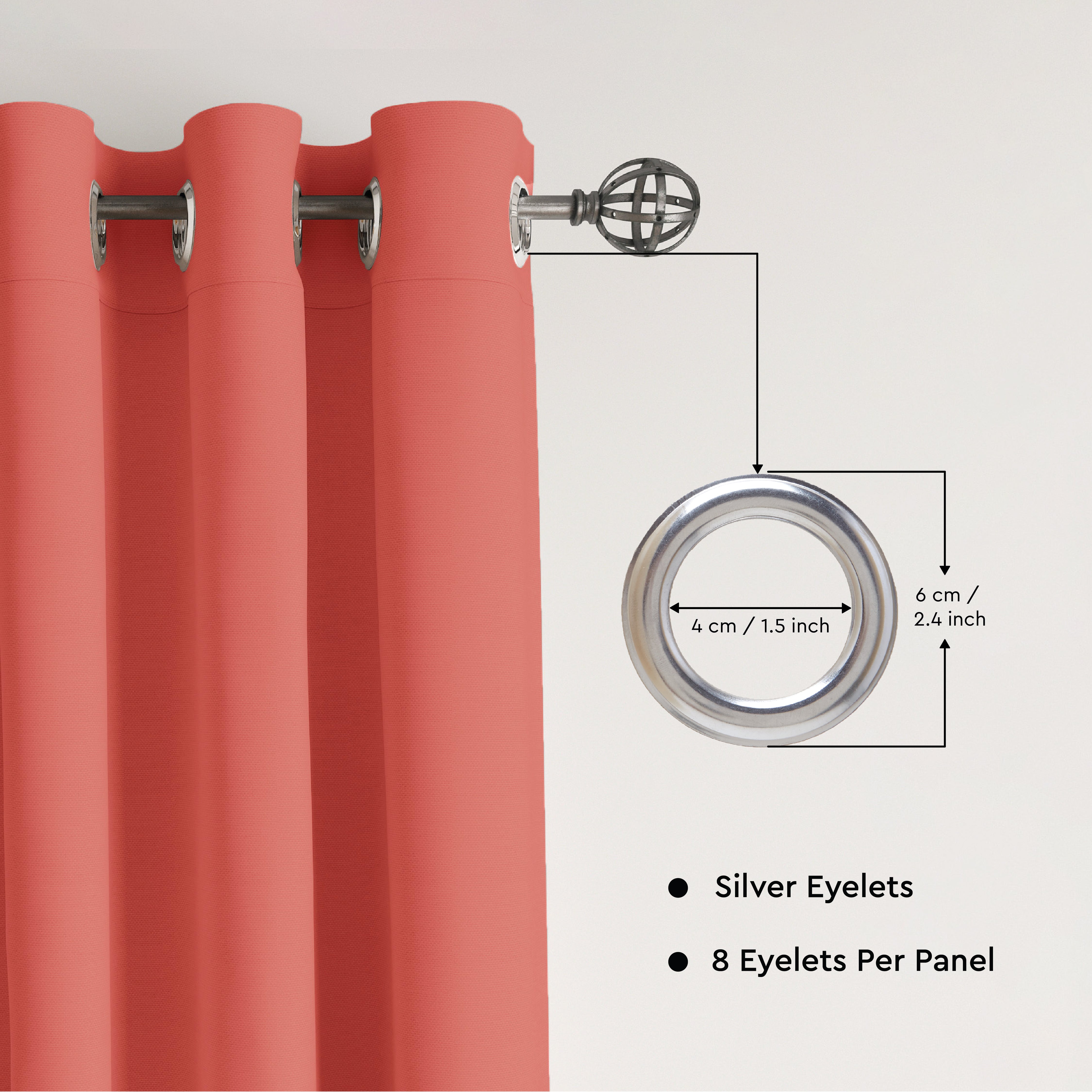 Canvas Coral Curtain (Pack of 1)