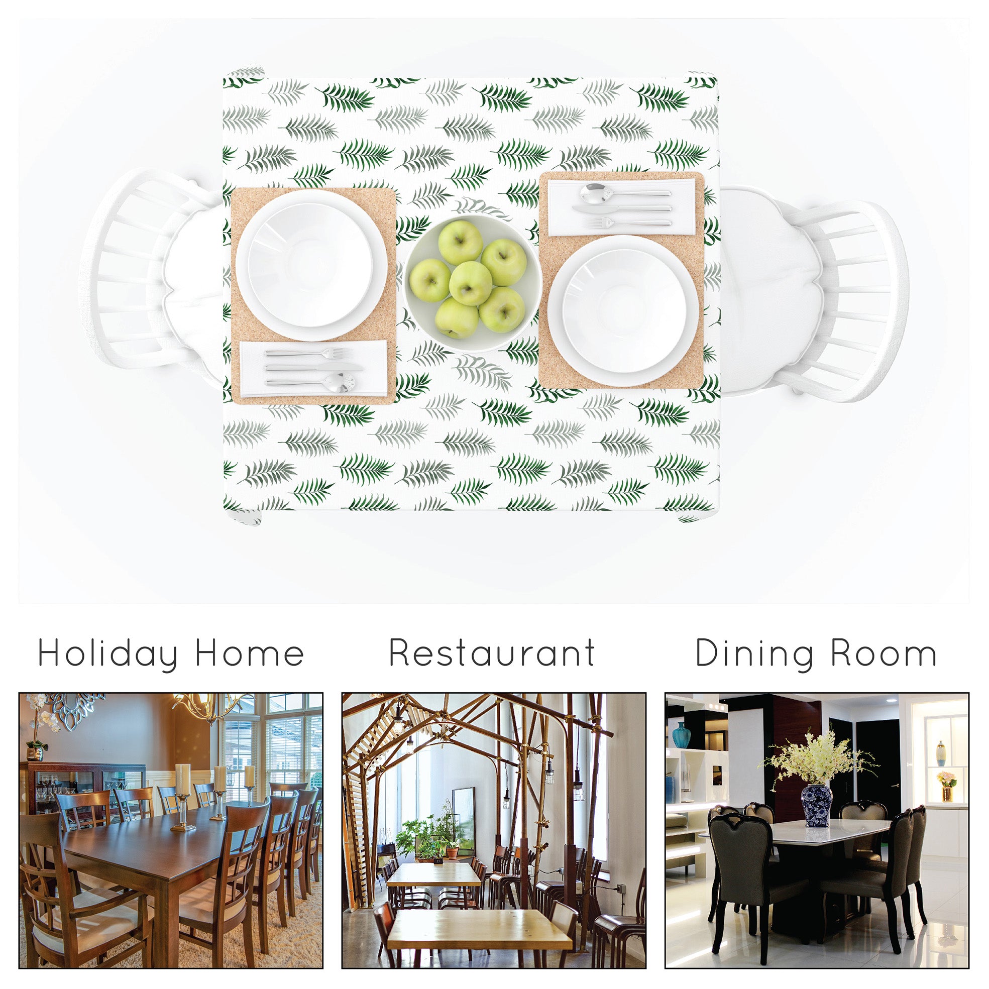 Polyester Palm Green Table Cloth (Pack of 1)