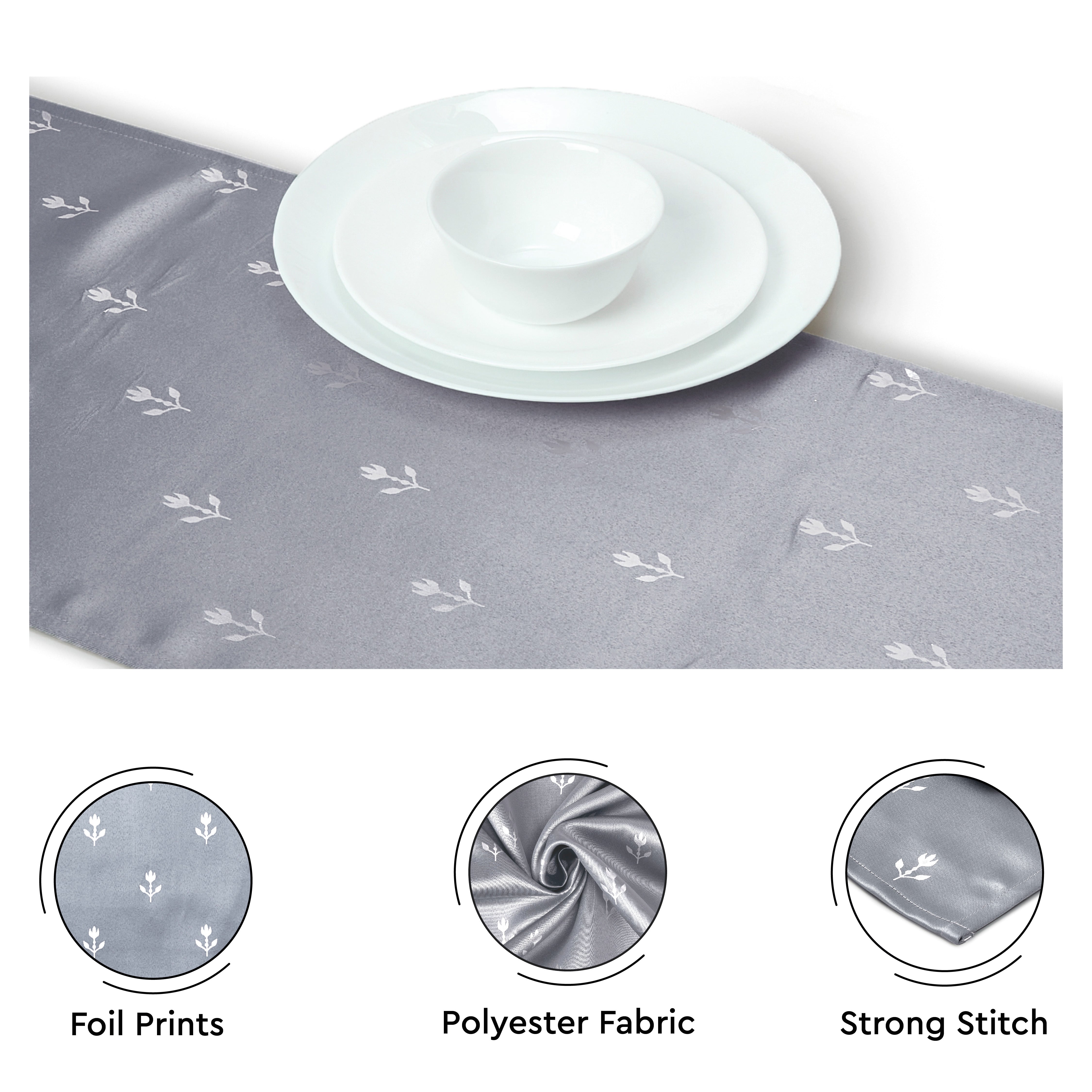 Blackout Buti Medium Grey Table Runner (Pack of 1)