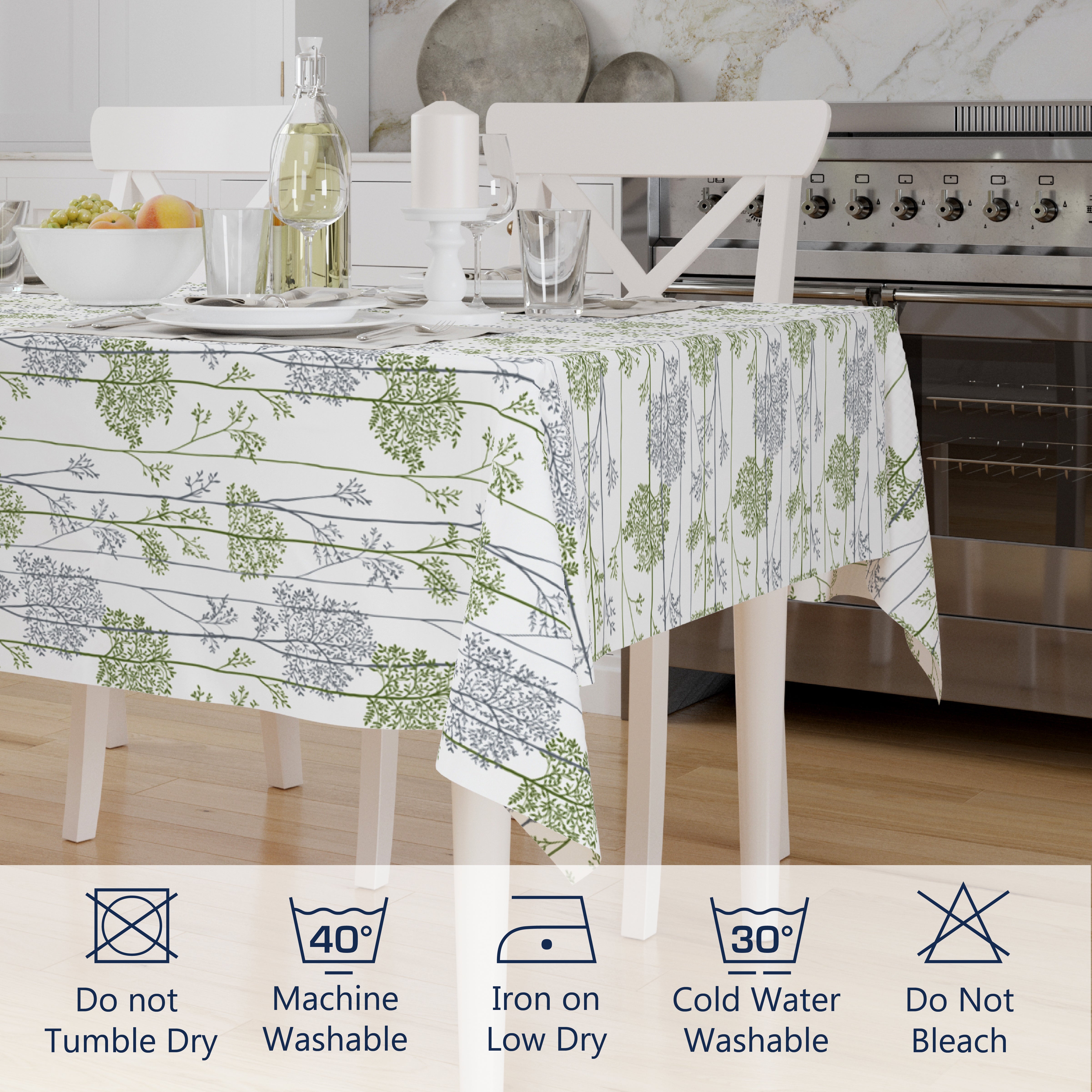 Polyester Green Branches Table Cloth (Pack of 1)