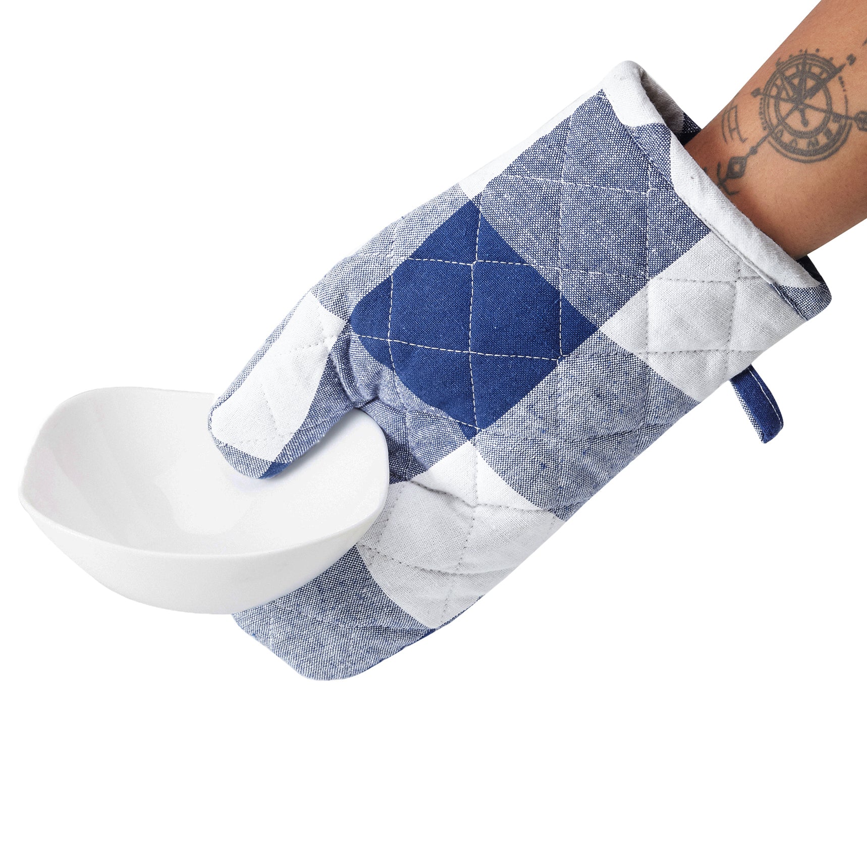 Cotton Buffalo Blue Checks Oven Gloves (Pack of 2)
