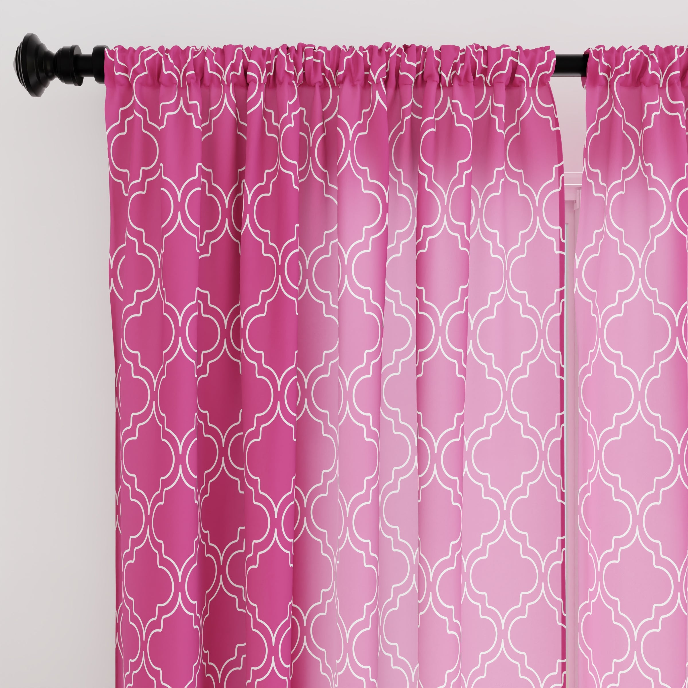 Polyester Trellis Hot Pink Curtain (Pack of 2)