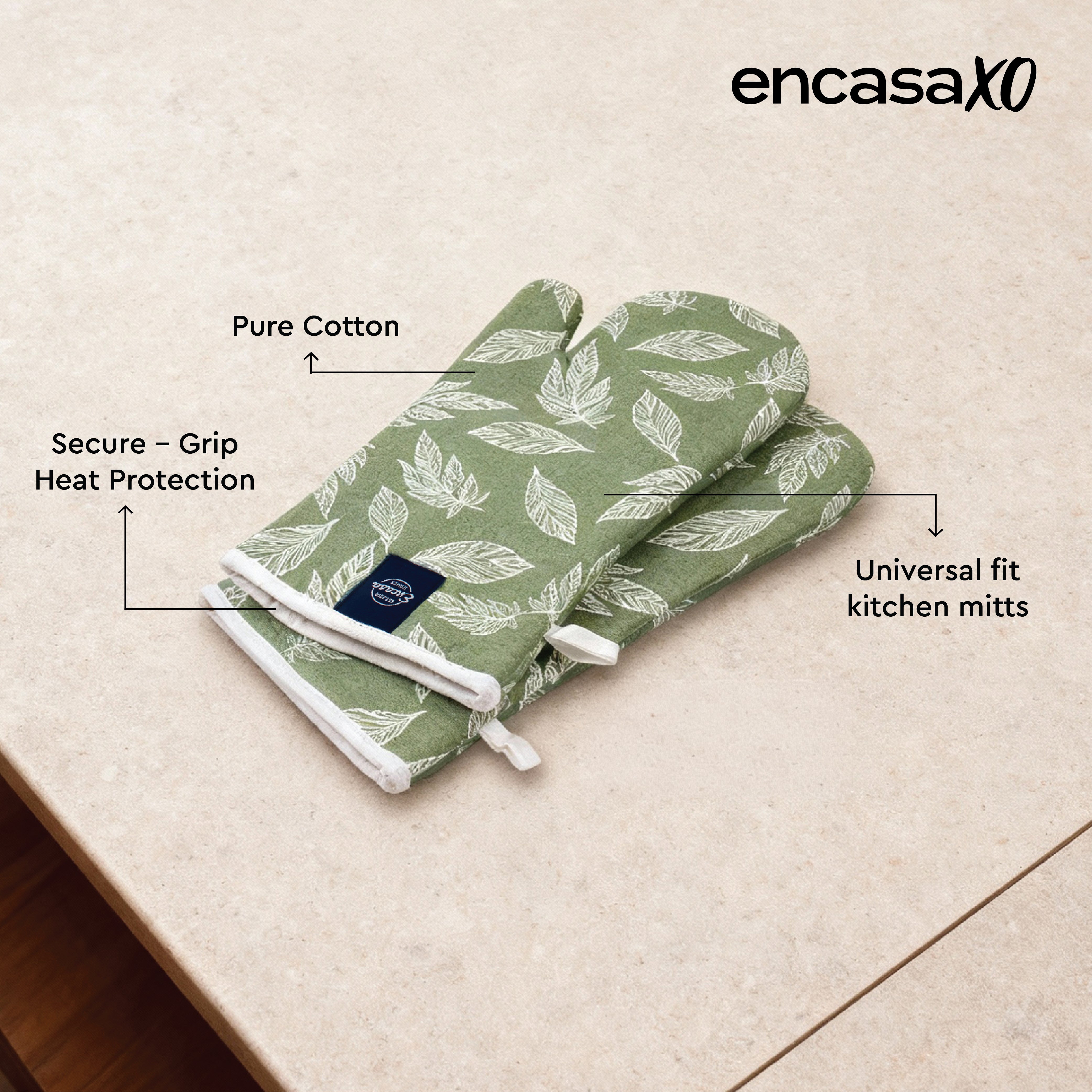 20s Sheeting Big Leaf Green Oven Gloves (Pack of 2)