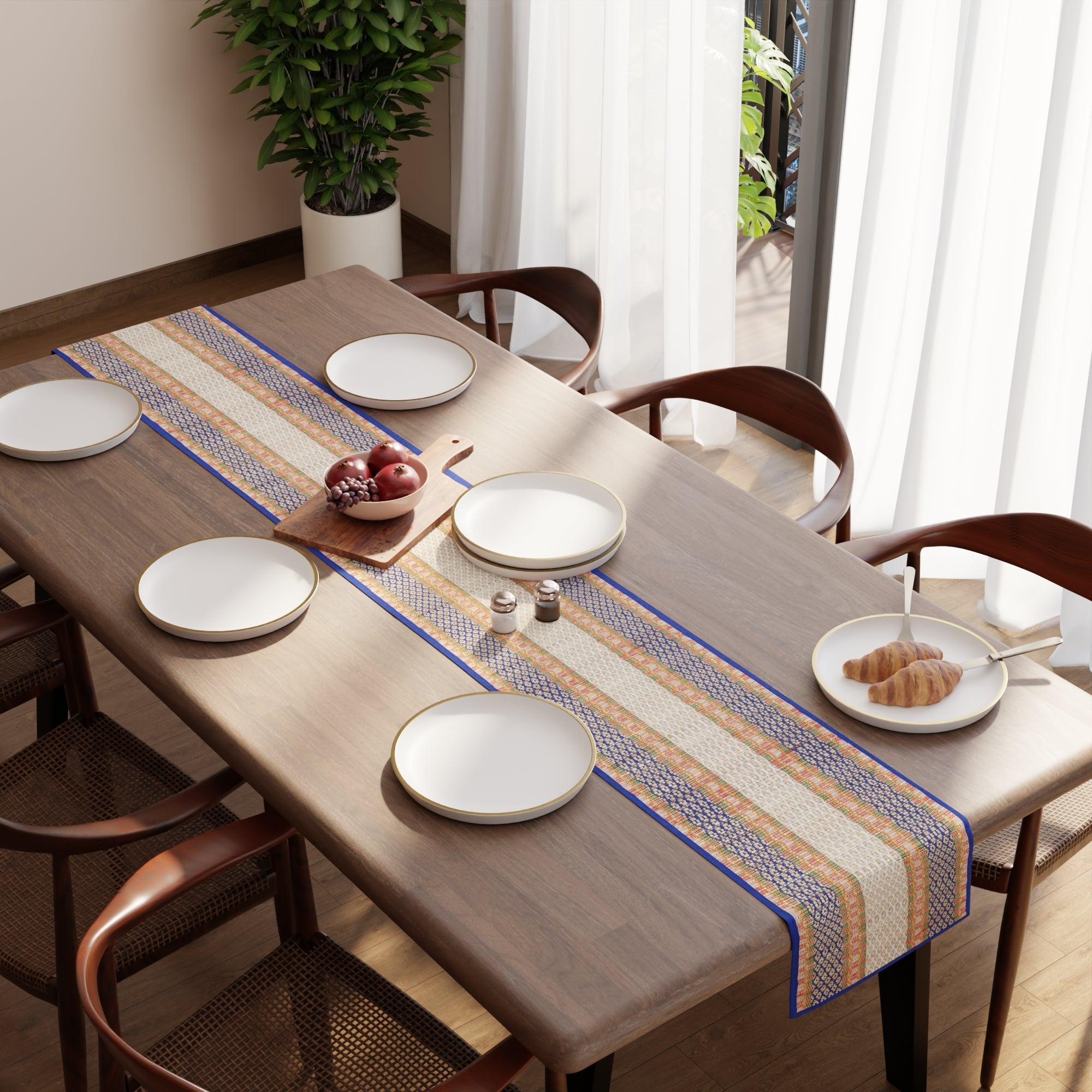 Madur Kathi Blue Table Runner (Pack of 1)