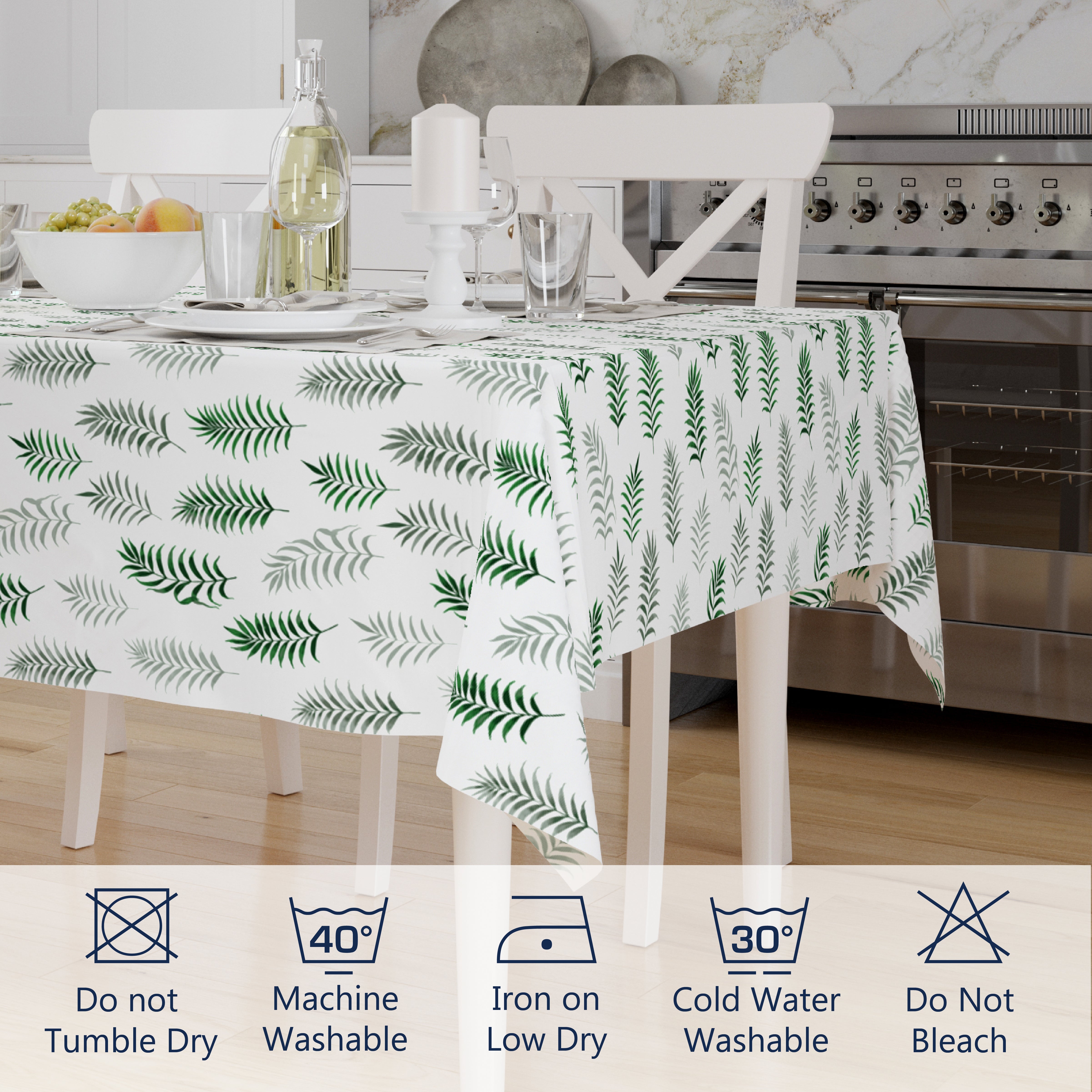 Polyester Palm Green Table Cloth (Pack of 1)