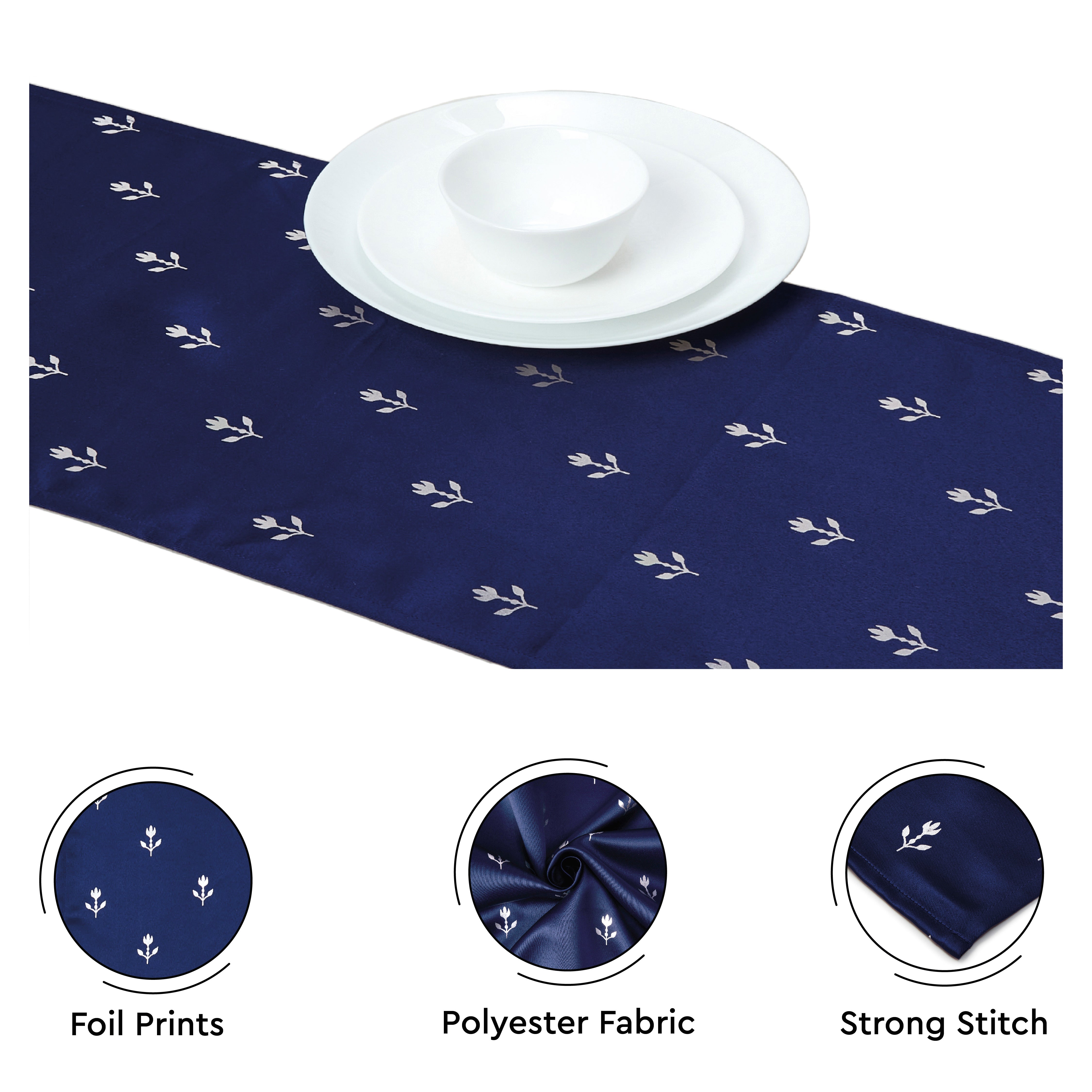 Blackout Buti Navy Blue Table Runner (Pack of 1)