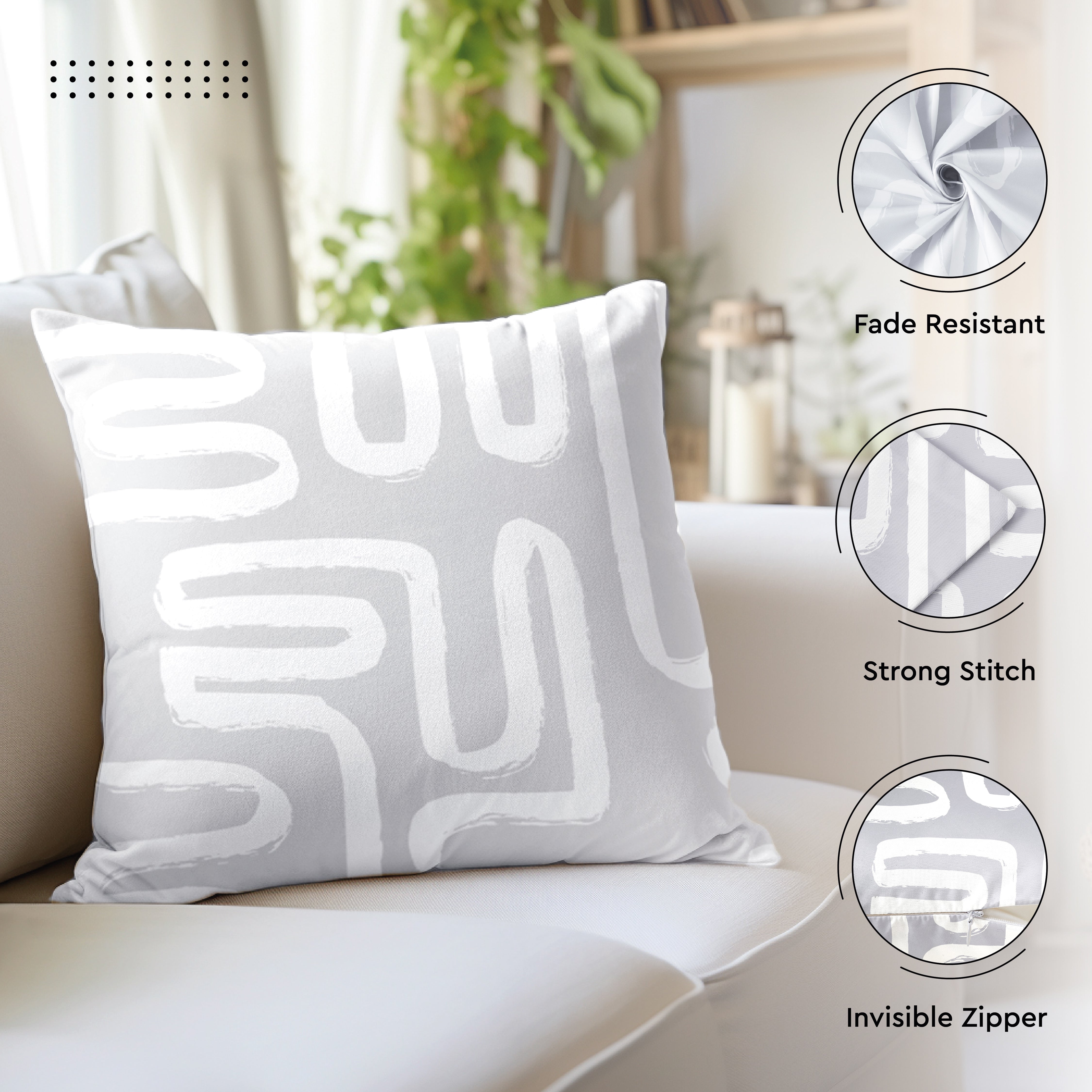 Polyester Boho Maze Grey Cushion Cover (Pack of 2)