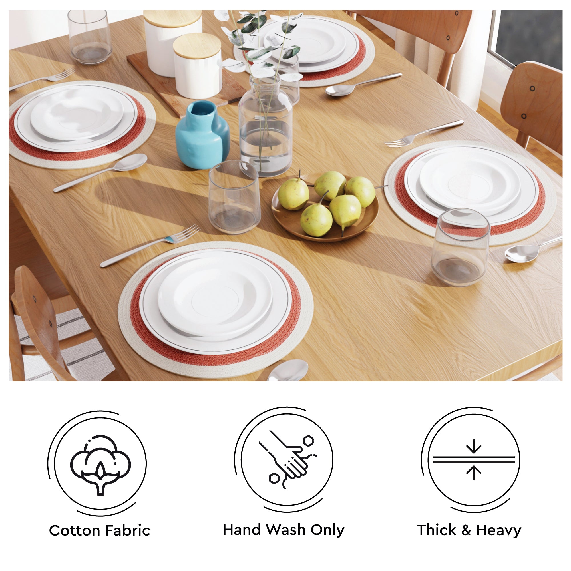 Cotton Coral & Off White Placemat (Pack of 2)